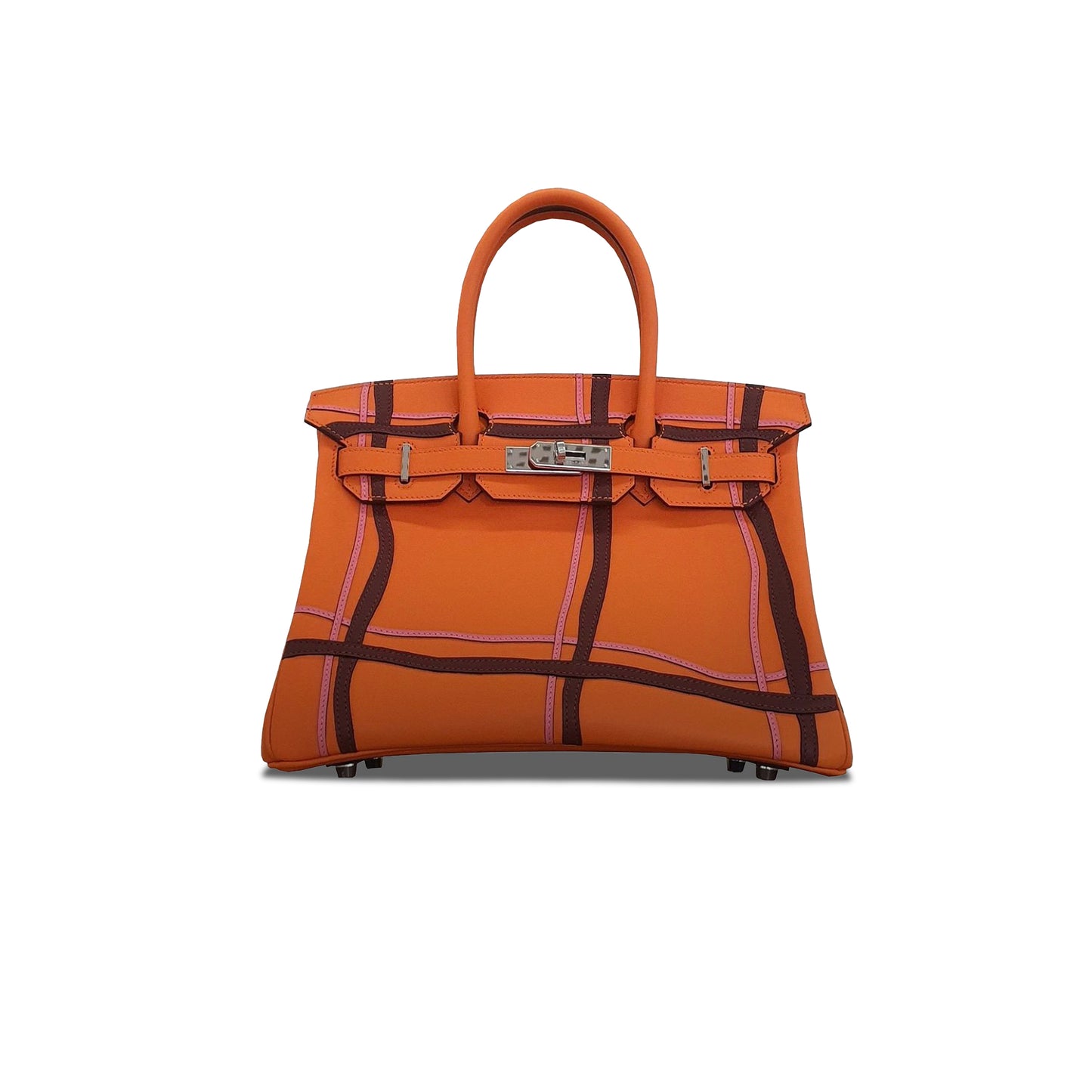 H**mes master birkin 30 swift leather orange silver buckle bag 1025216764 (30*22*16cm)