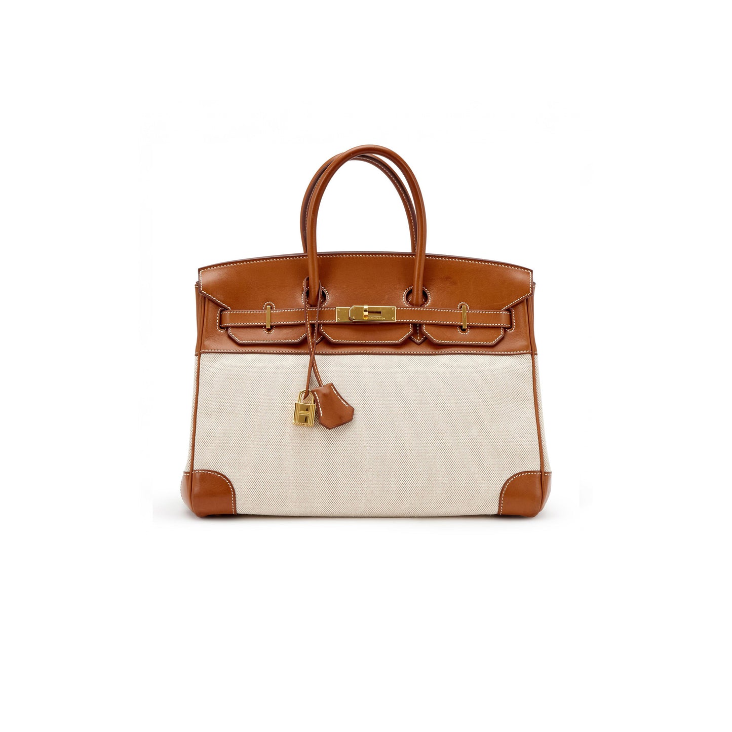 H**mes master birkin 30 saddle leather canvas gold buckle bag 400190654 (30*22*15cm)