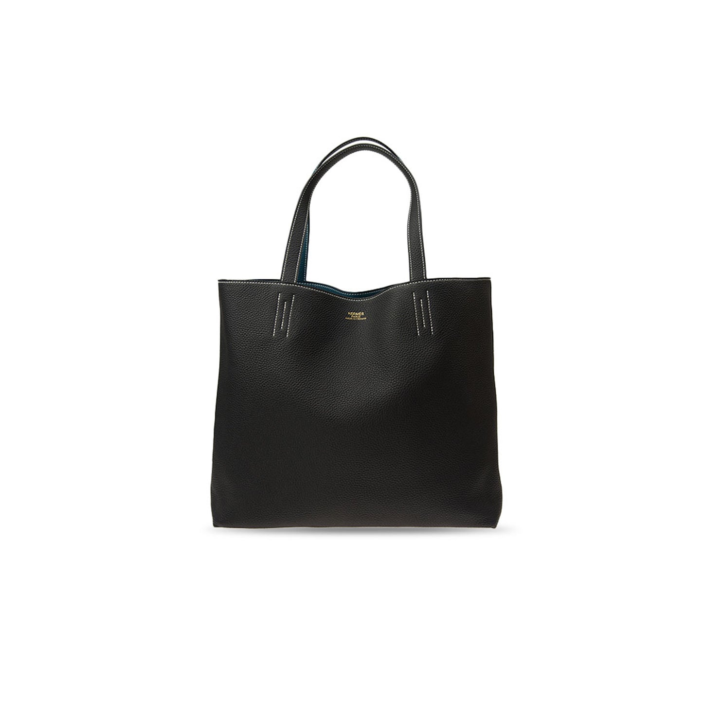 H**mes MASTER DOUBLE SENS BAG, REVERSIBLE TOTE BAG DUCK BLUE BLACK (36*32*12cm)