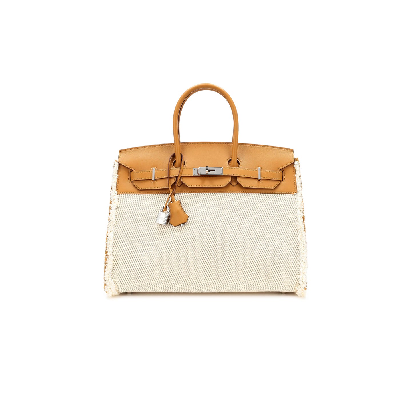 H**mes master birkin 35 swift leather canvas sesame tassel silver buckle h082686ck23 (35*25*18cm)