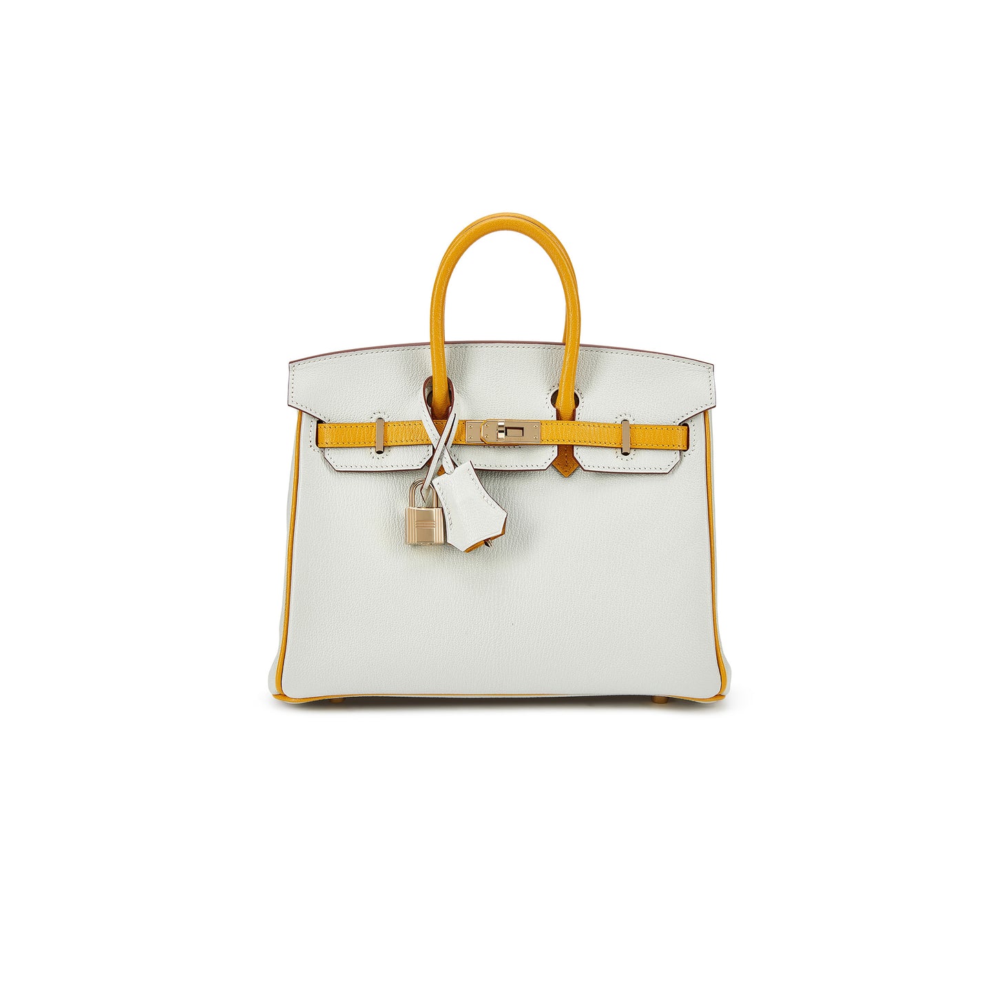 H**mes birkin 25 pearl gray chicken yellow bk251037tgcz (25*20*13cm)