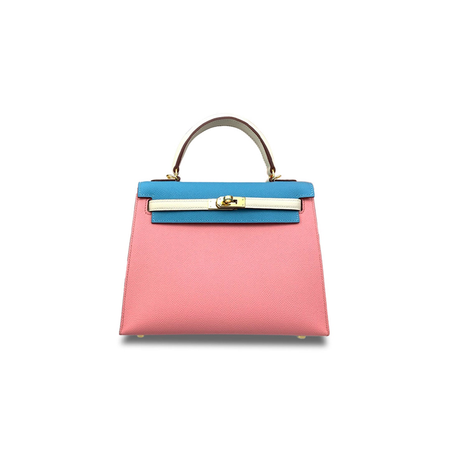 H**mes master kelly 25 epsom three-color milkshake powder candy blue milkshake white gold buckle (25*17*7cm)