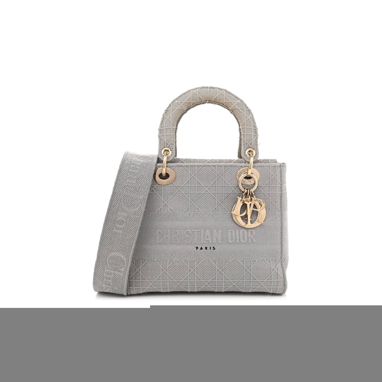 D*or canvas embroidered cannage medium lady d-lite gray (23*20*11.4cm)