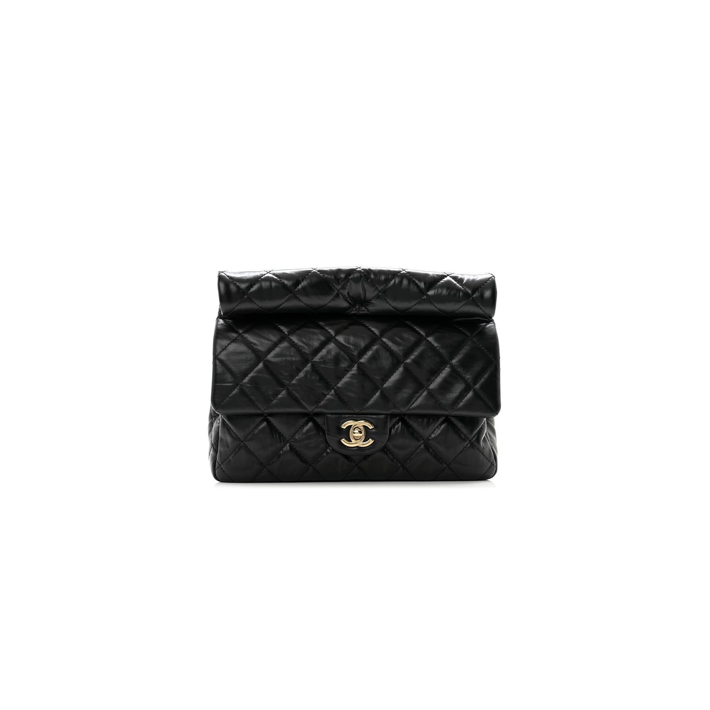 Ch**el crumpled calfskin quilted clutch black as4199 (24.5*18.5*4.5cm)