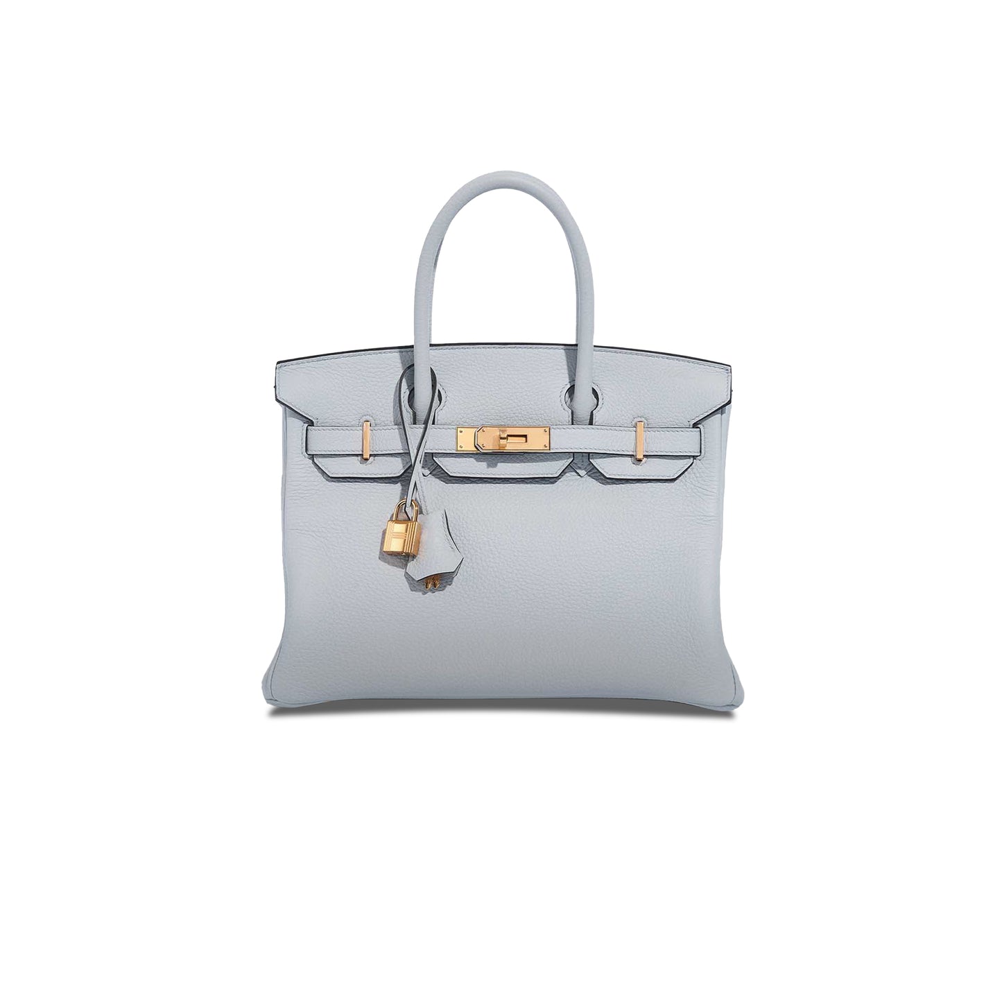 H**mes master birkin 30 togo leather platinum bag glacier blue gold buckle 2325 (30*20*13cm)