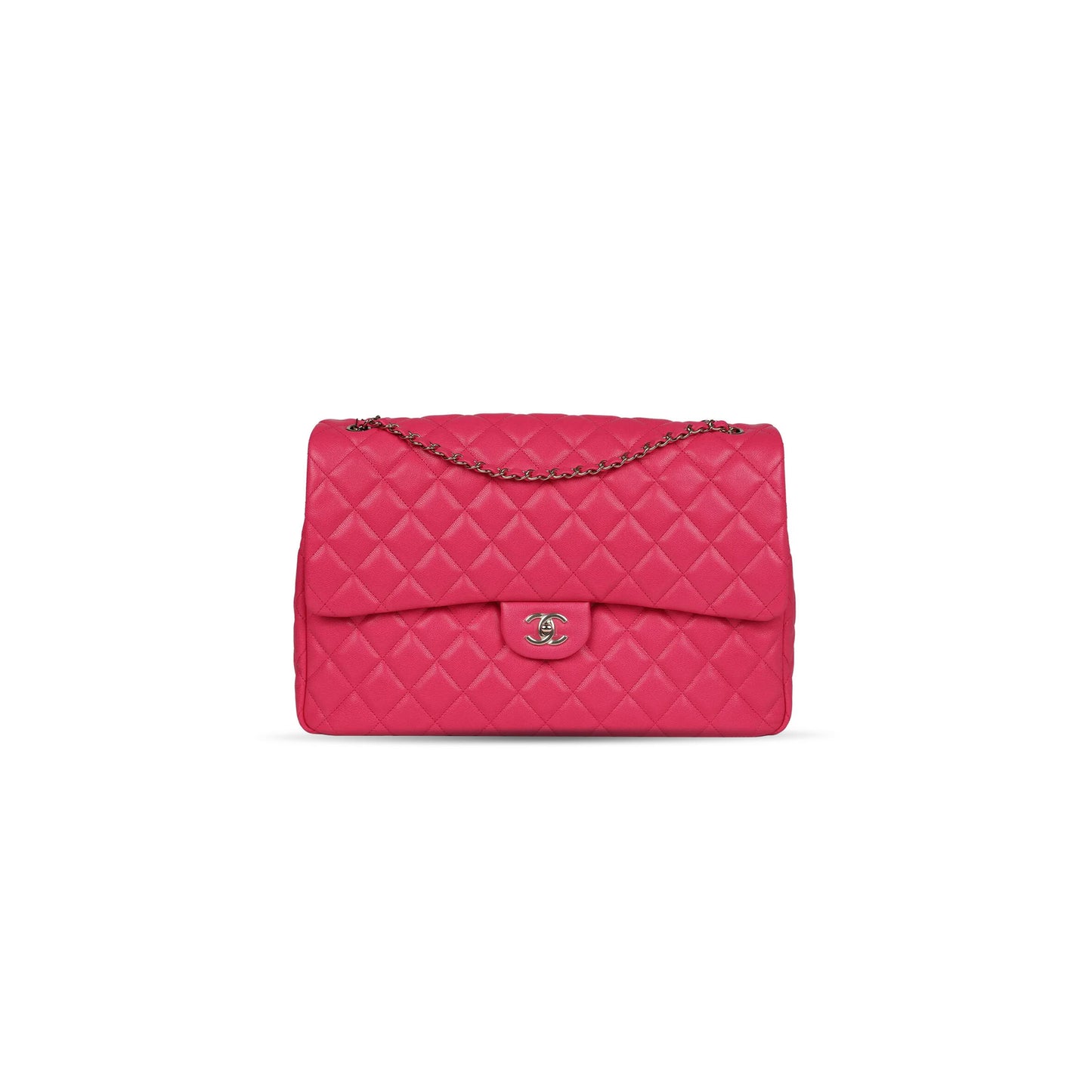 Ch**el xxl flap bag fuchsia shiny caviar light gold hardware bag (41*28*11cm)