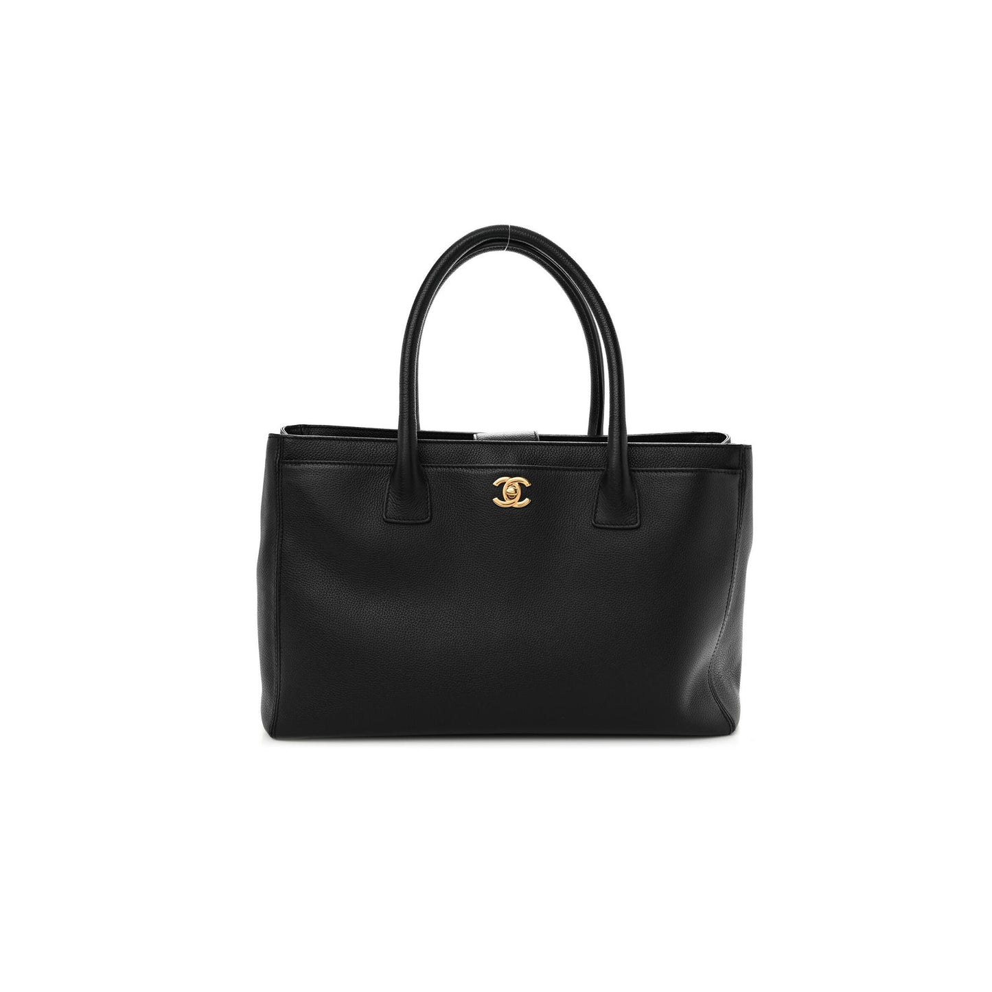 Ch*el calfskin cerf executive shopper tote black as93748 (36*23*15cm)