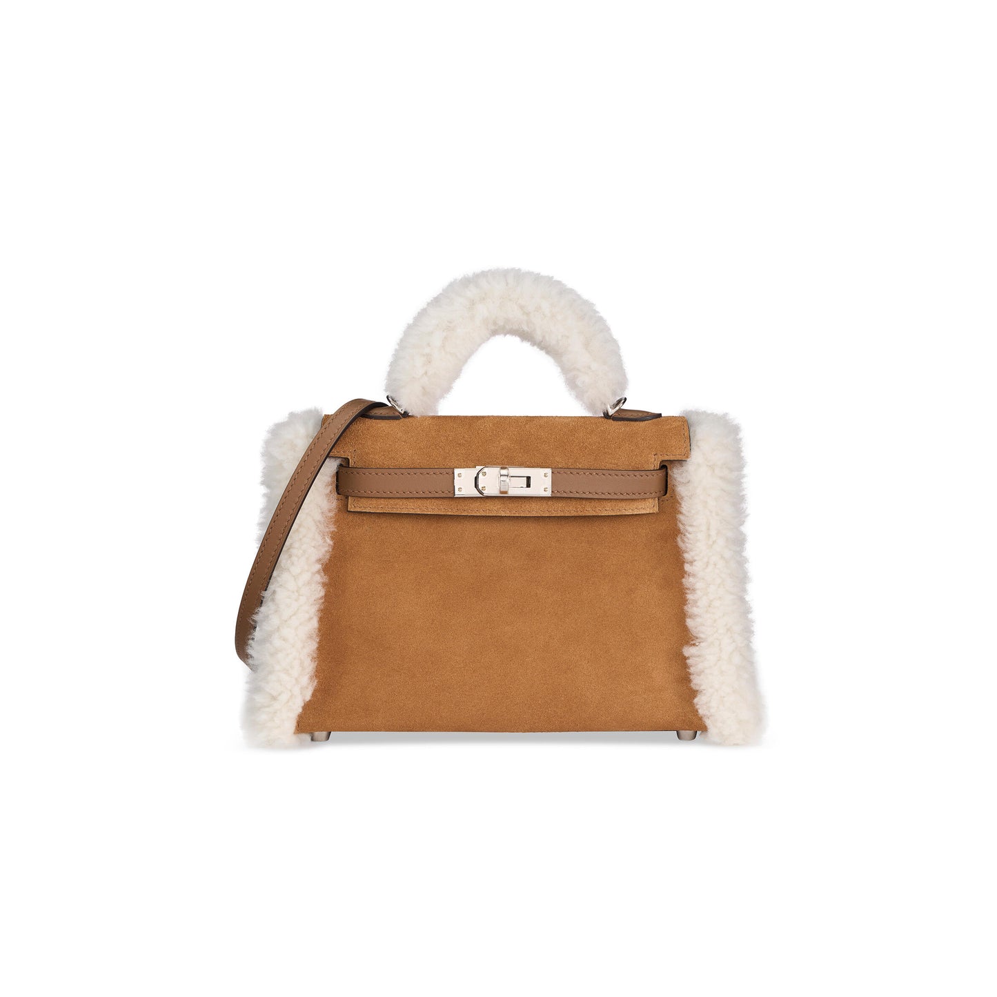 H**mes TEDDY KELLY 20 CHAMOIS SHEARLING AND SWIFT PALLADIUM (20*15*8cm)