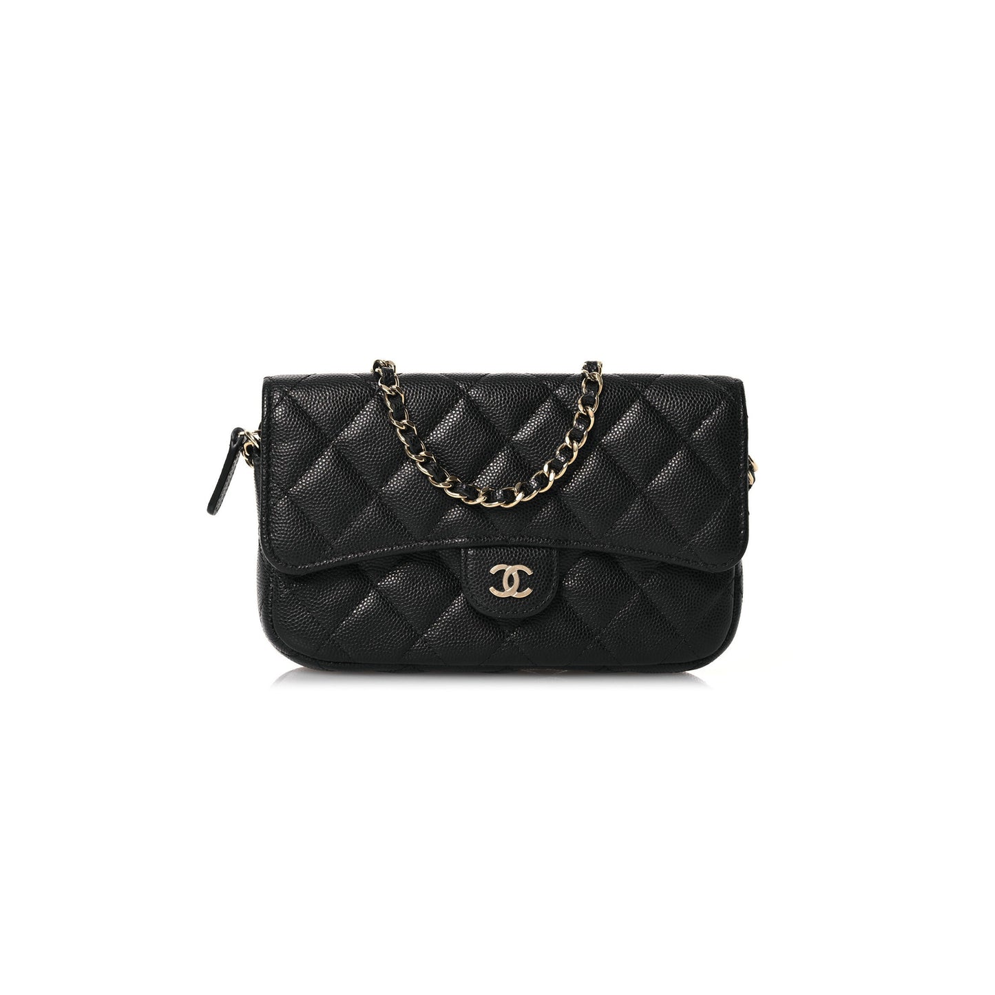 Ch*el caviar quilted flap phone holder with chain black 1573060 (17*11*4cm)