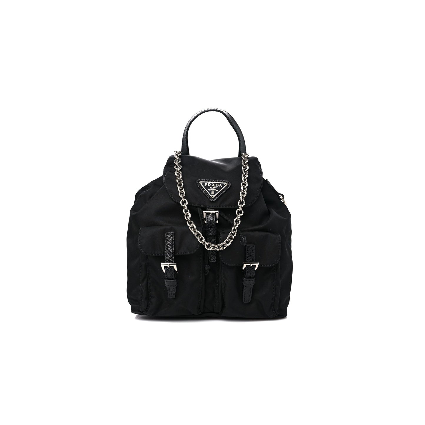 Pra*a nylon vela mini crossbody backpack black (19*19*9cm)