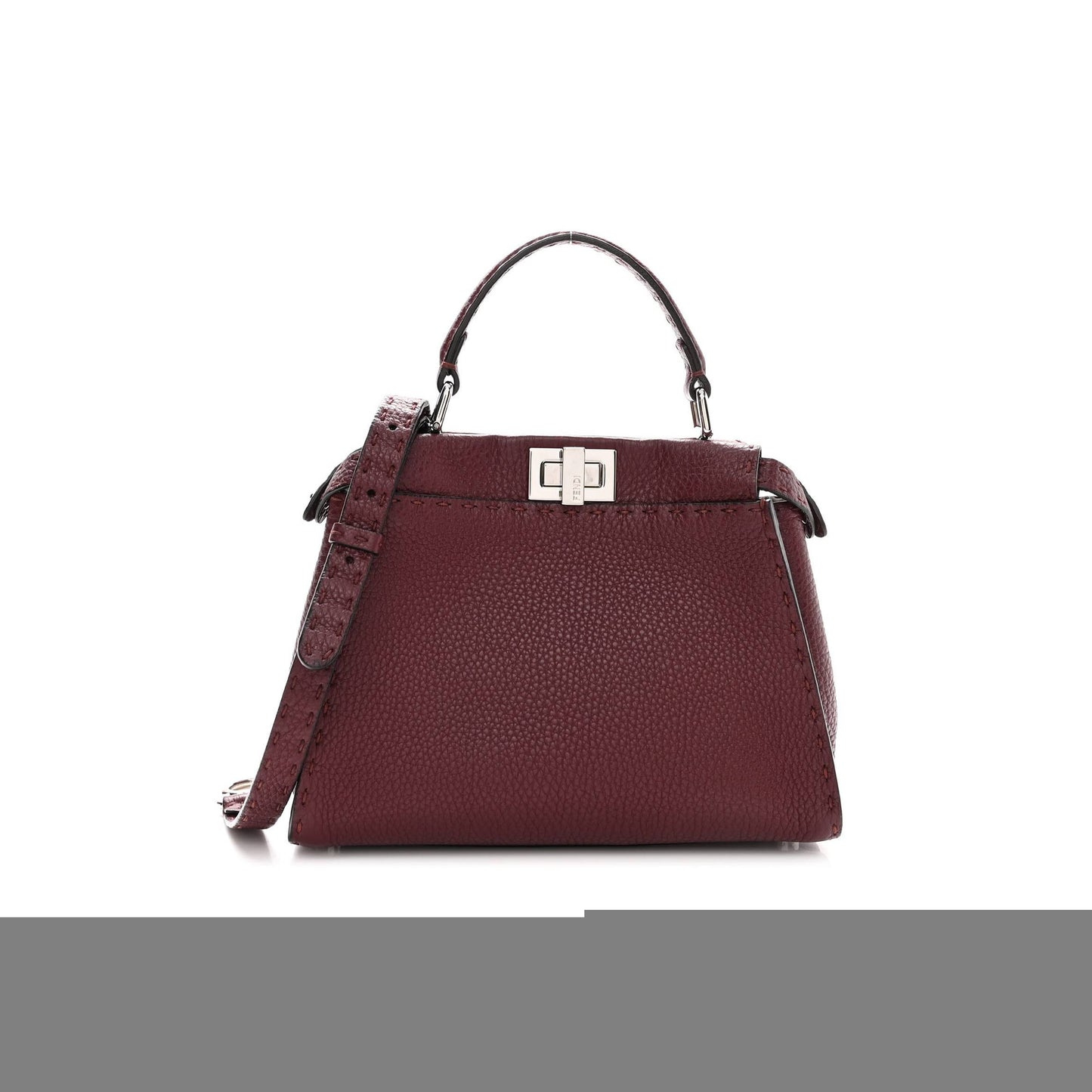 F**di cuoio romano selleria bi-color mini peekaboo iconic satchel bordeaux grigio polvere (23*19*11cm)