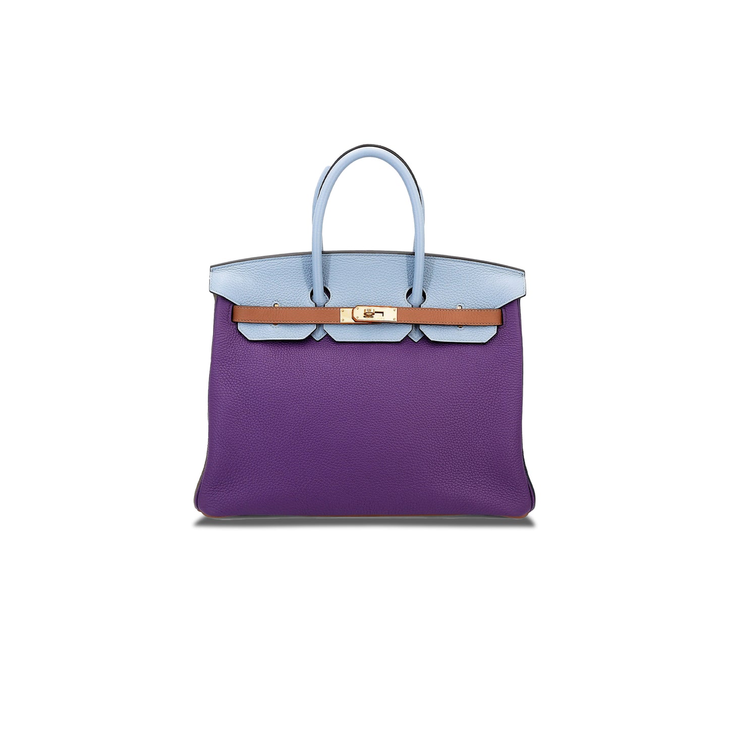 h**mes master birkin 30 togo leather G01den brown linen blue gold buckle bag 5104823676 (30*23*15cm)
