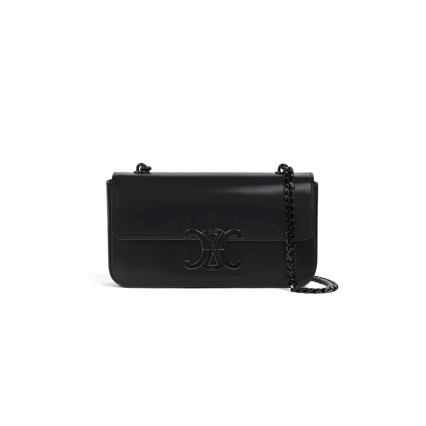 Ce1i*e triomphe so black shiny calfskin chain shoulder bag 197993eqj.38nn (20.5*10.5*4cm)