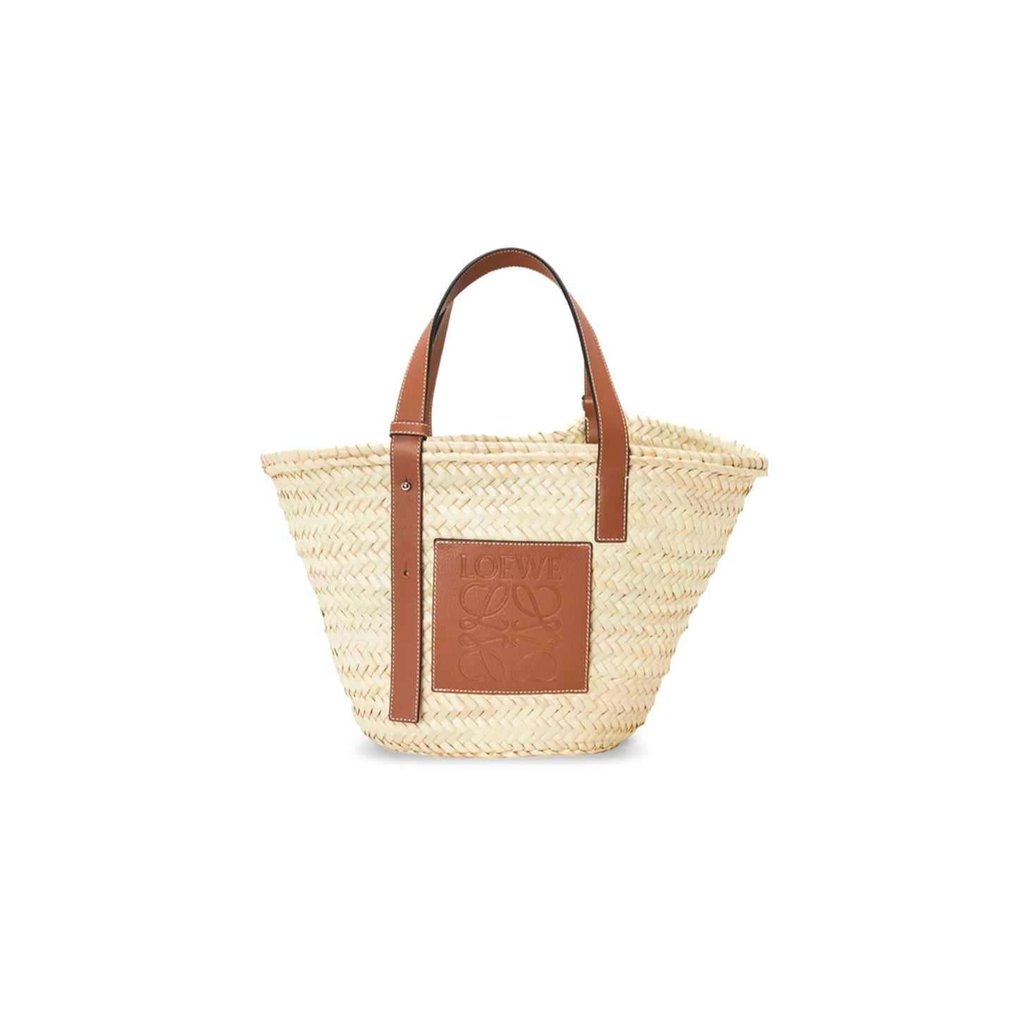 L0ew* basket in palm leaf and calfskin a223s92xax (40*36.5*16cm)