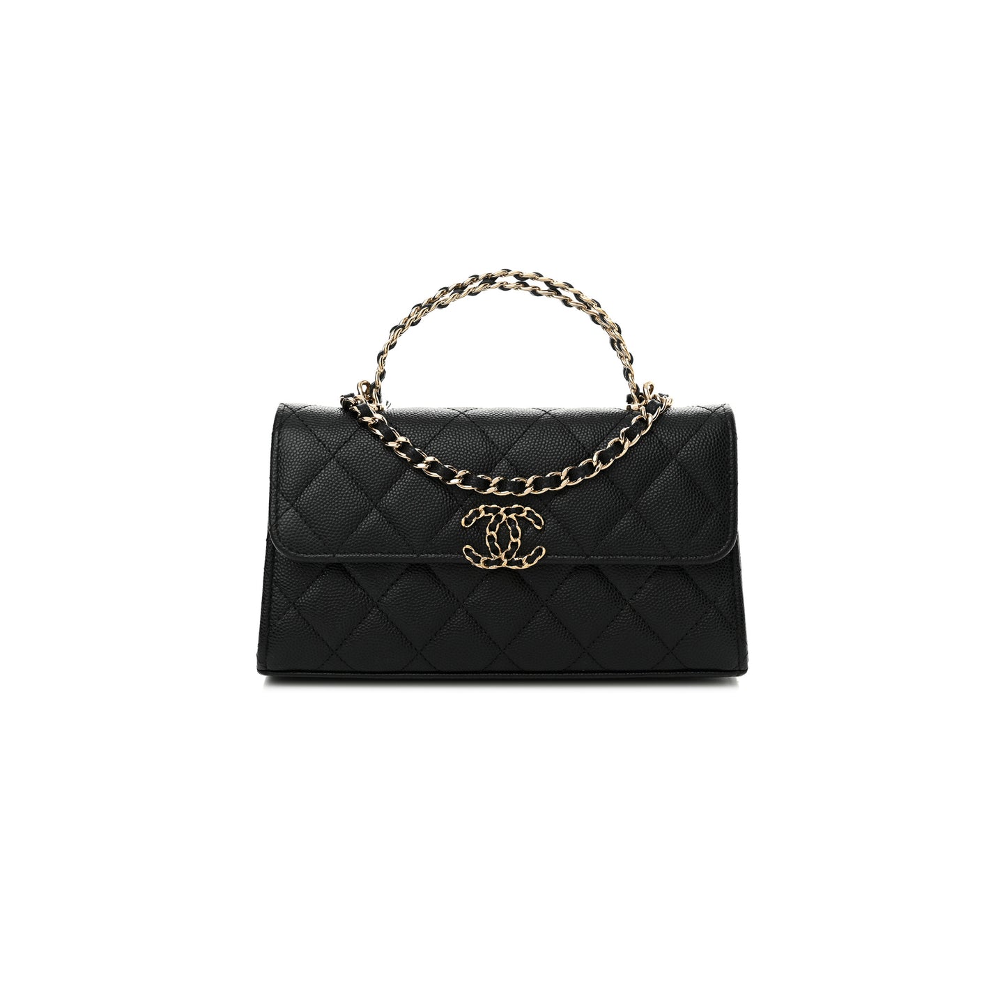 Ch*el caviar quilted chain top handle with chain black (18*10*4cm)