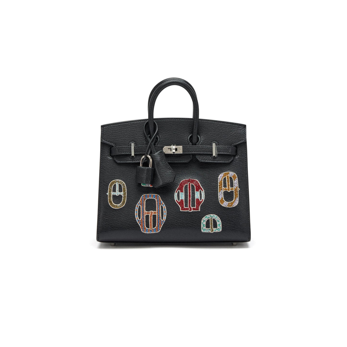 H**mes MASTER BIRKIN 20 SELLIER BOUCLERIE MODERNE BLACK CHÈVRE PALLADIUM HARDWARE (20*17*11cm)
