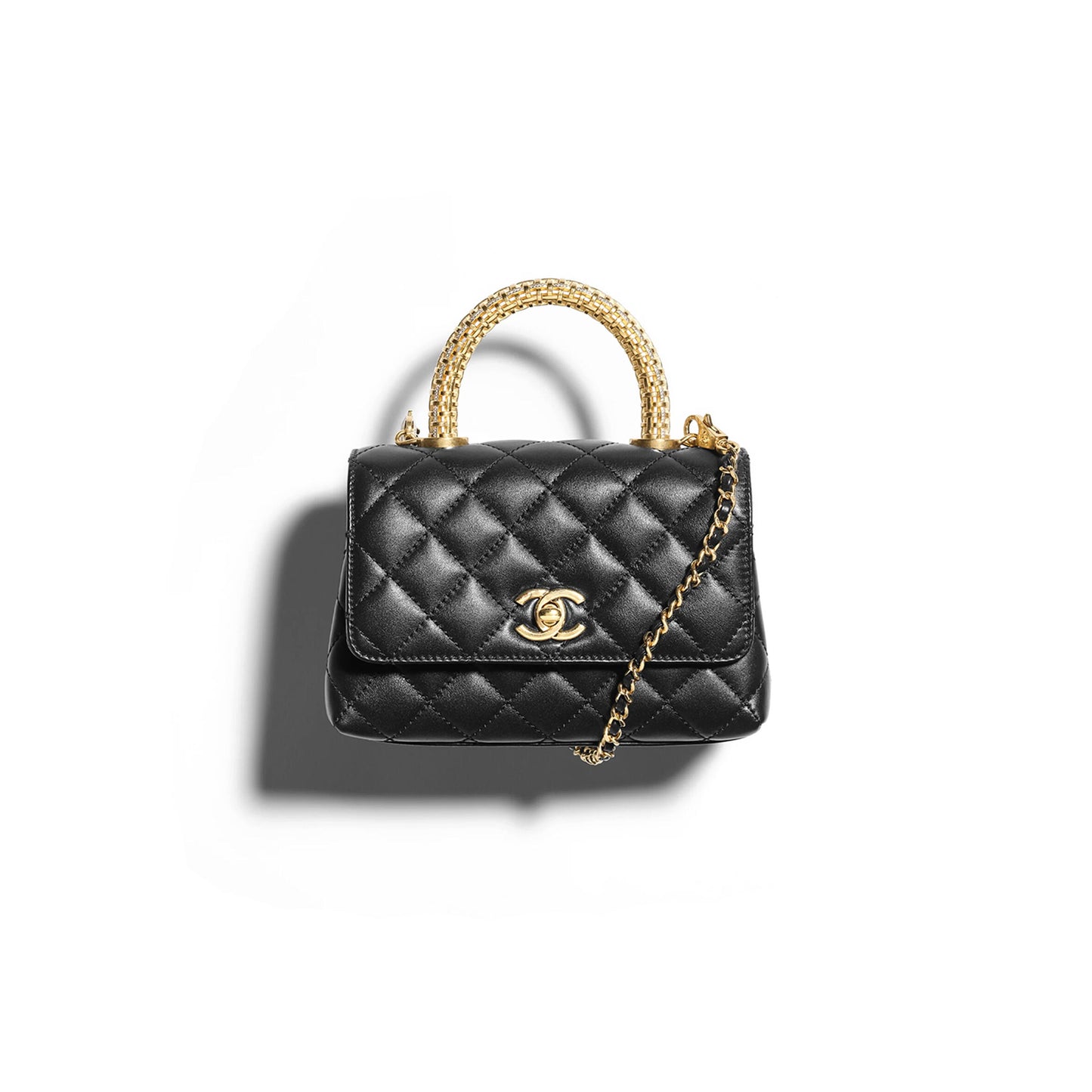 Ch*el mini flap bag with top handle calfskin as2215 (19*13*9cm)
