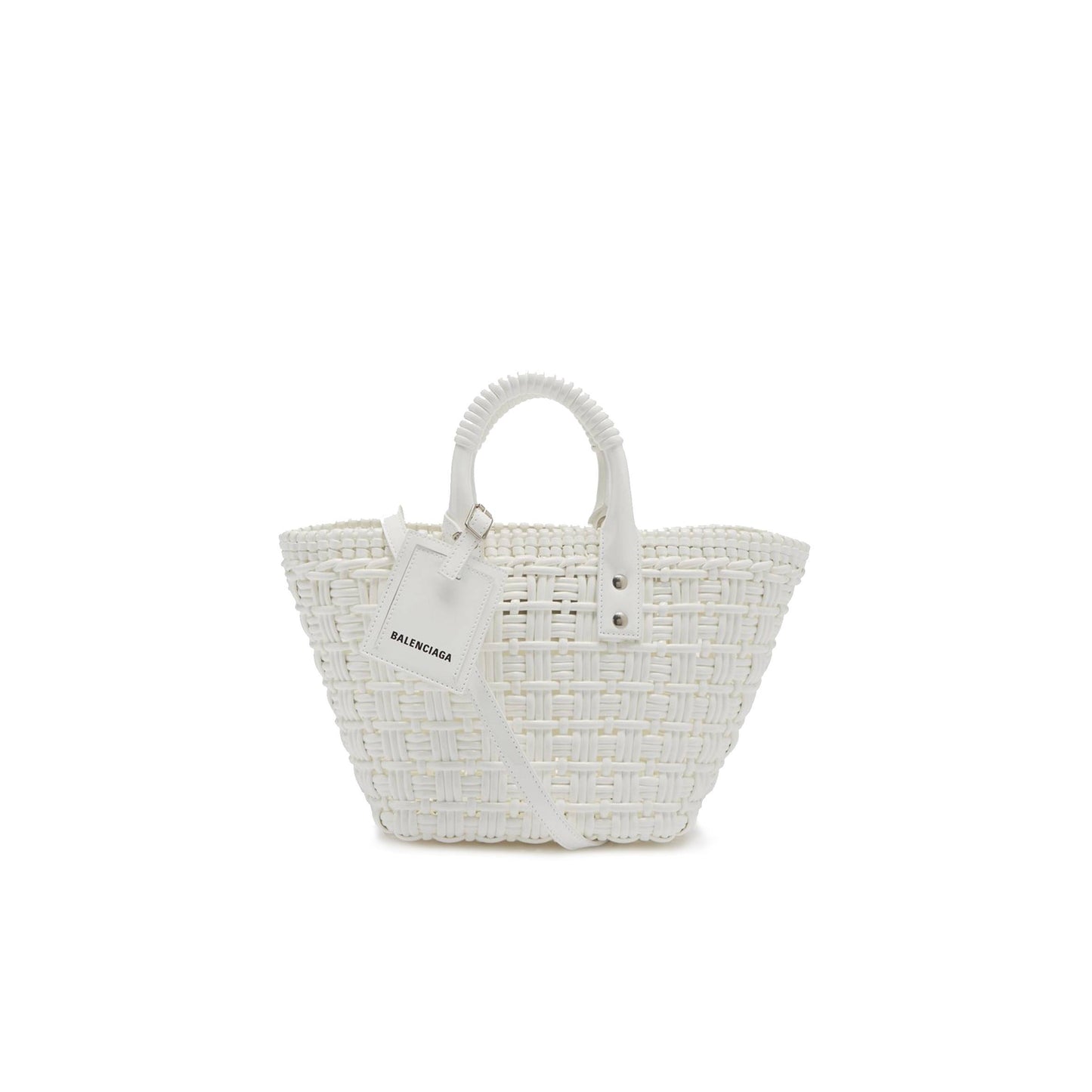 Ba*len*cia*ga white bistrot xs braided pvc tote bag matchesfashion us (34.4*19*-12cm)