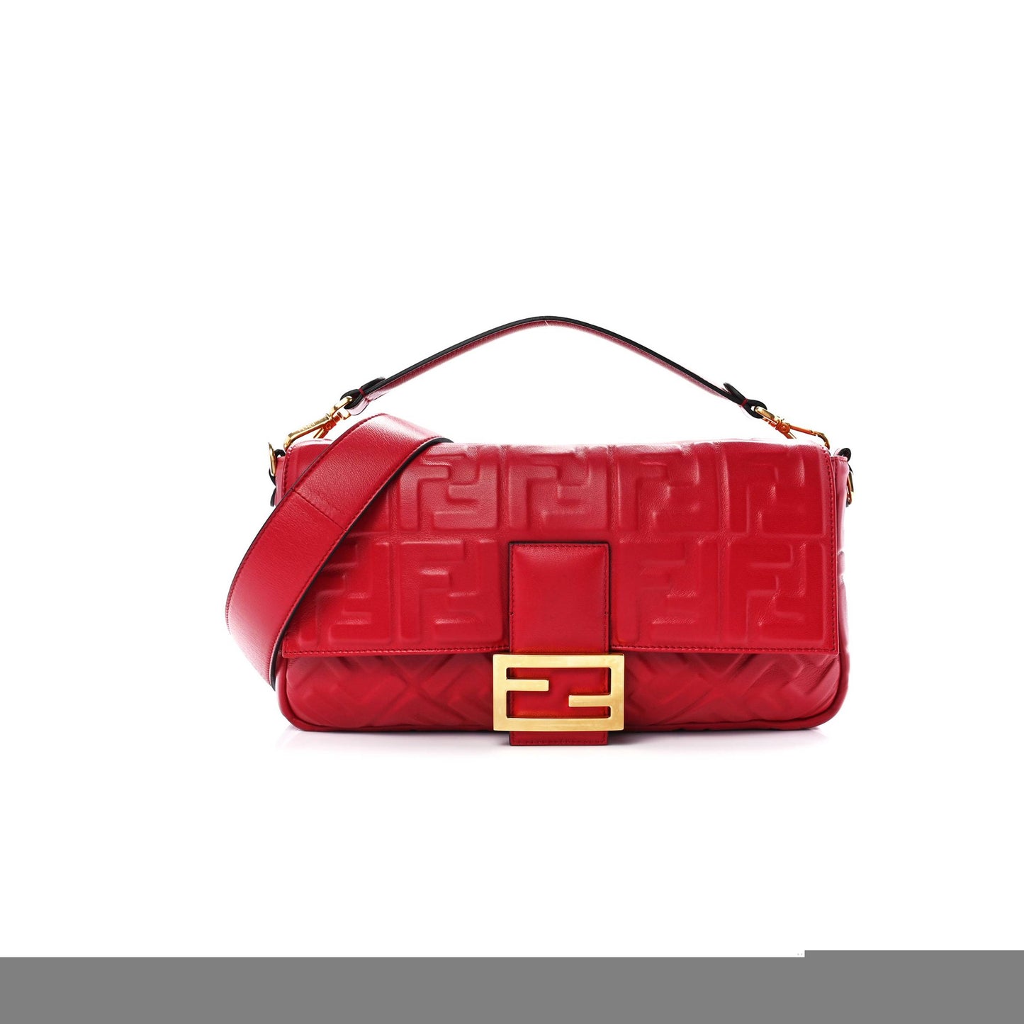 F**di nappa ff 1974 embossed large baguette fragola (32*16*5cm)