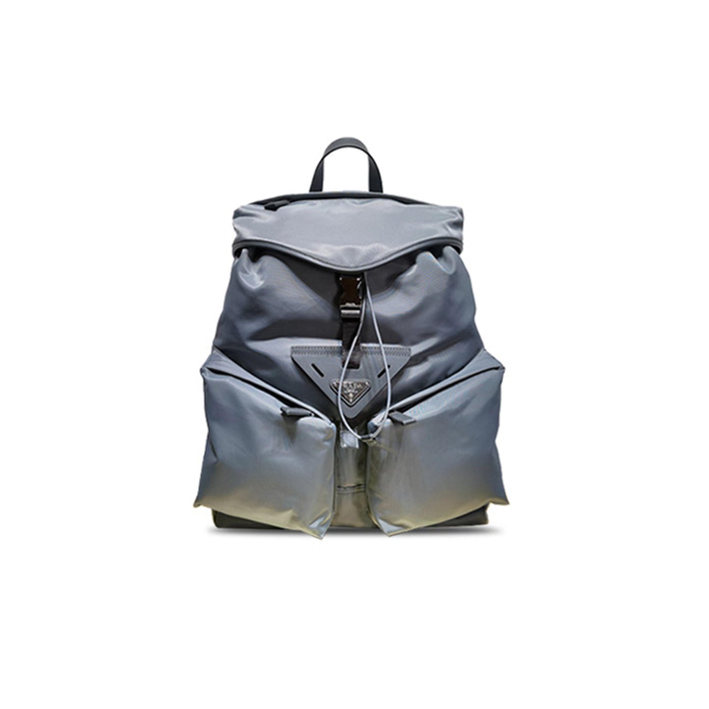 Pra*a iron gray re-nylon and leather backpack 2vz108 (45*38*18cm)