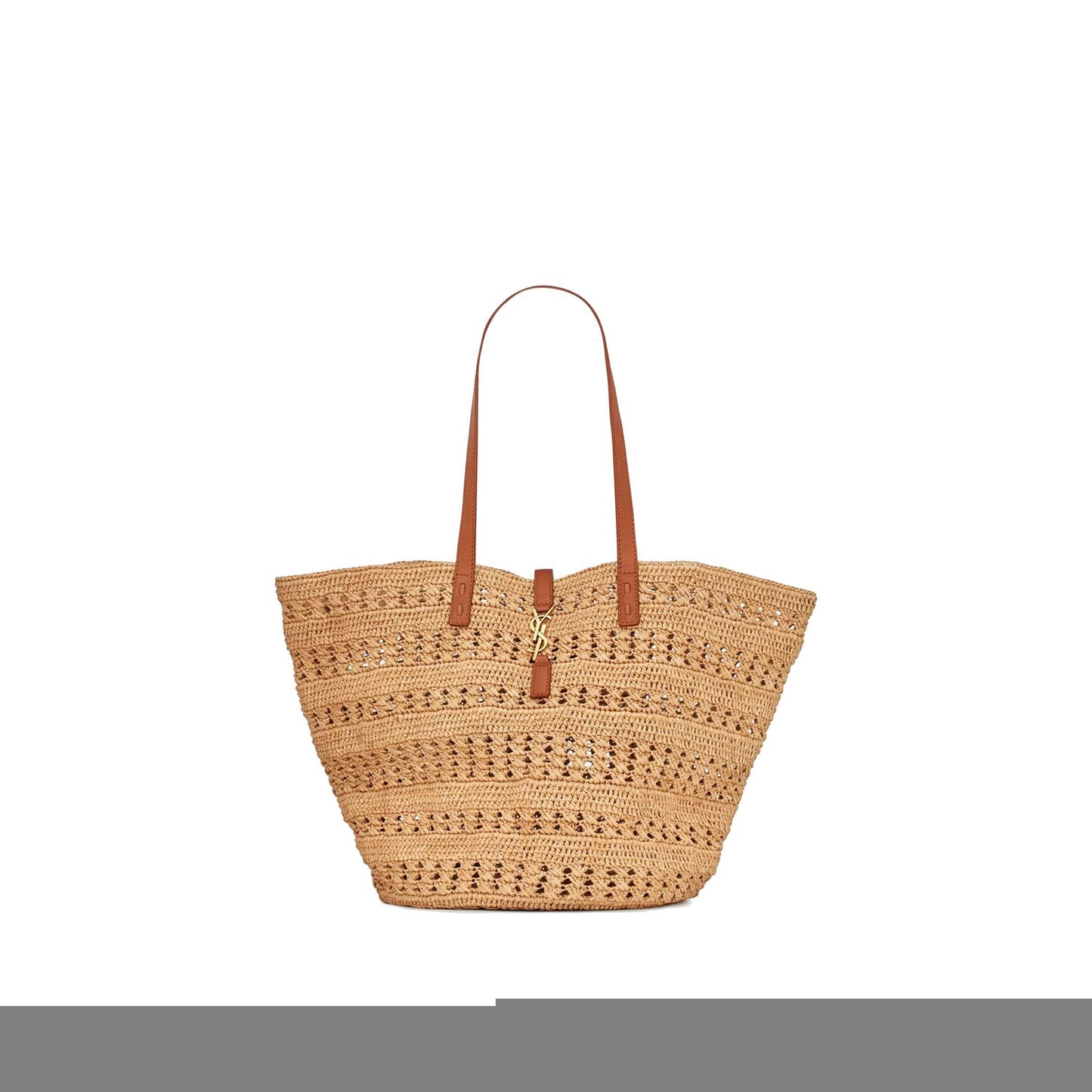 Y*L panier medium bag in crochet raffia and smooth leather 688221gaaac2080 (38*21*20cm)