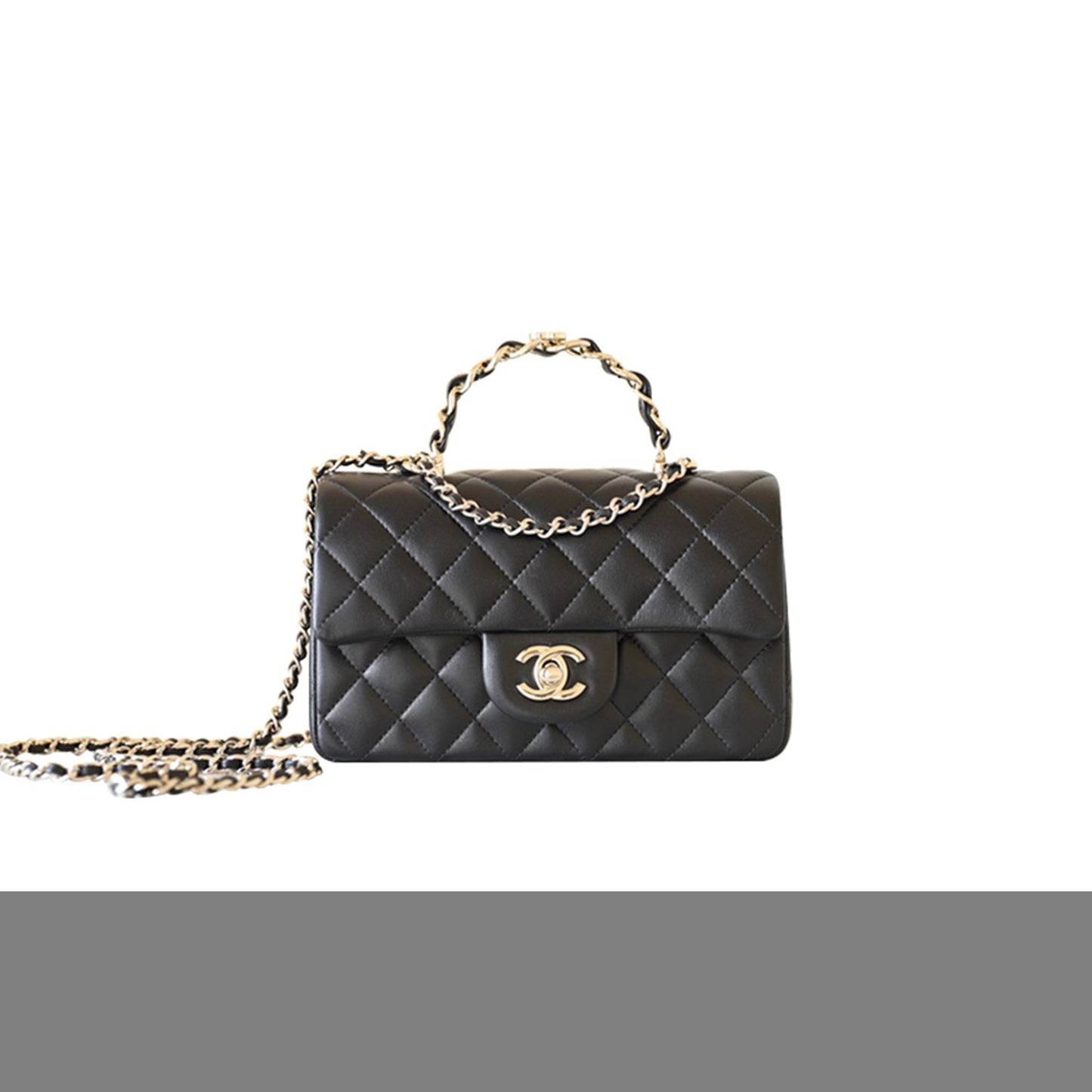 Ch*el master flap bag 23 black lambskin gold hardware as2431 (20*12*6cm)