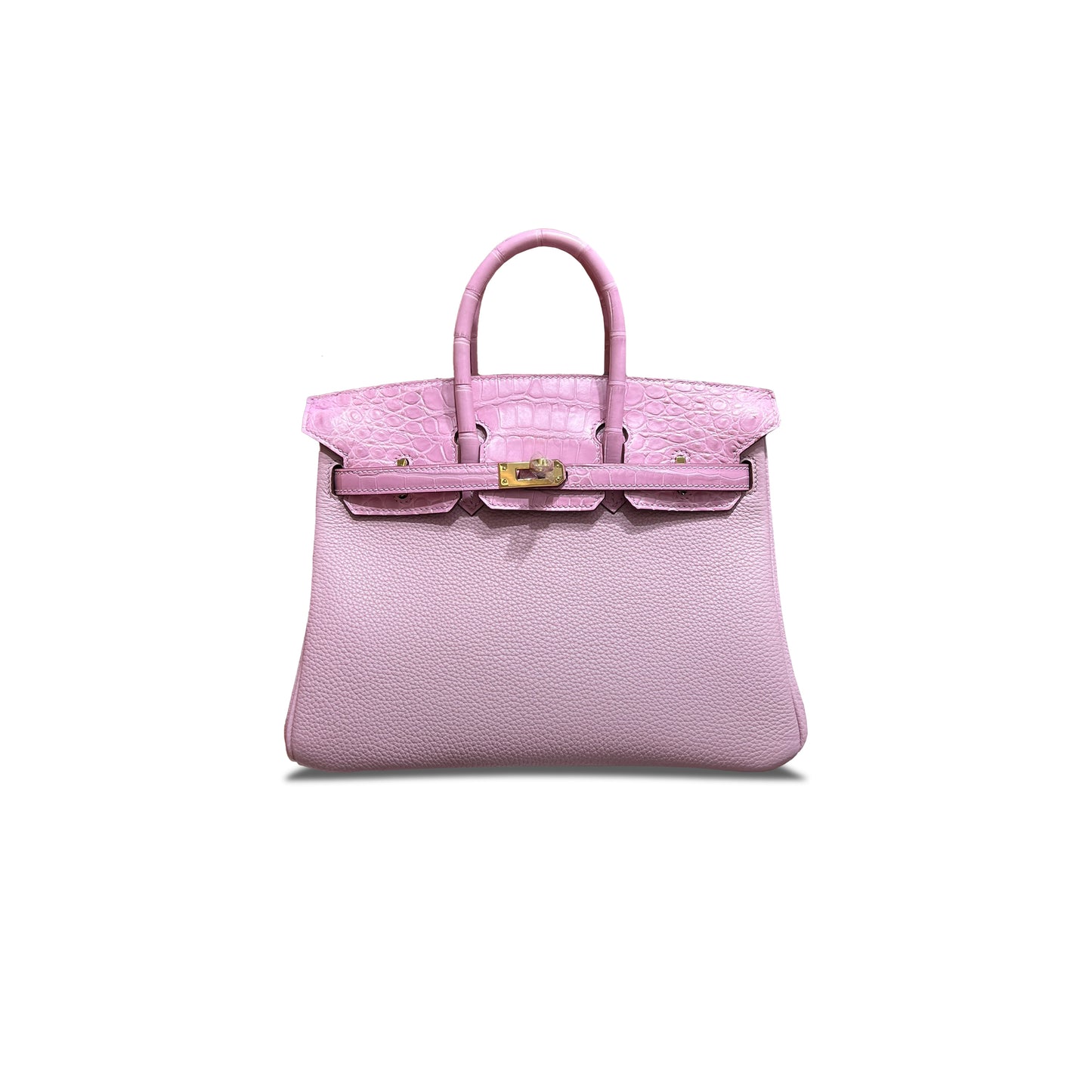 H**mes master birkin 25 crocodile and togo leather sakura pink gold buckle h076216ckal (25*20*13cm)