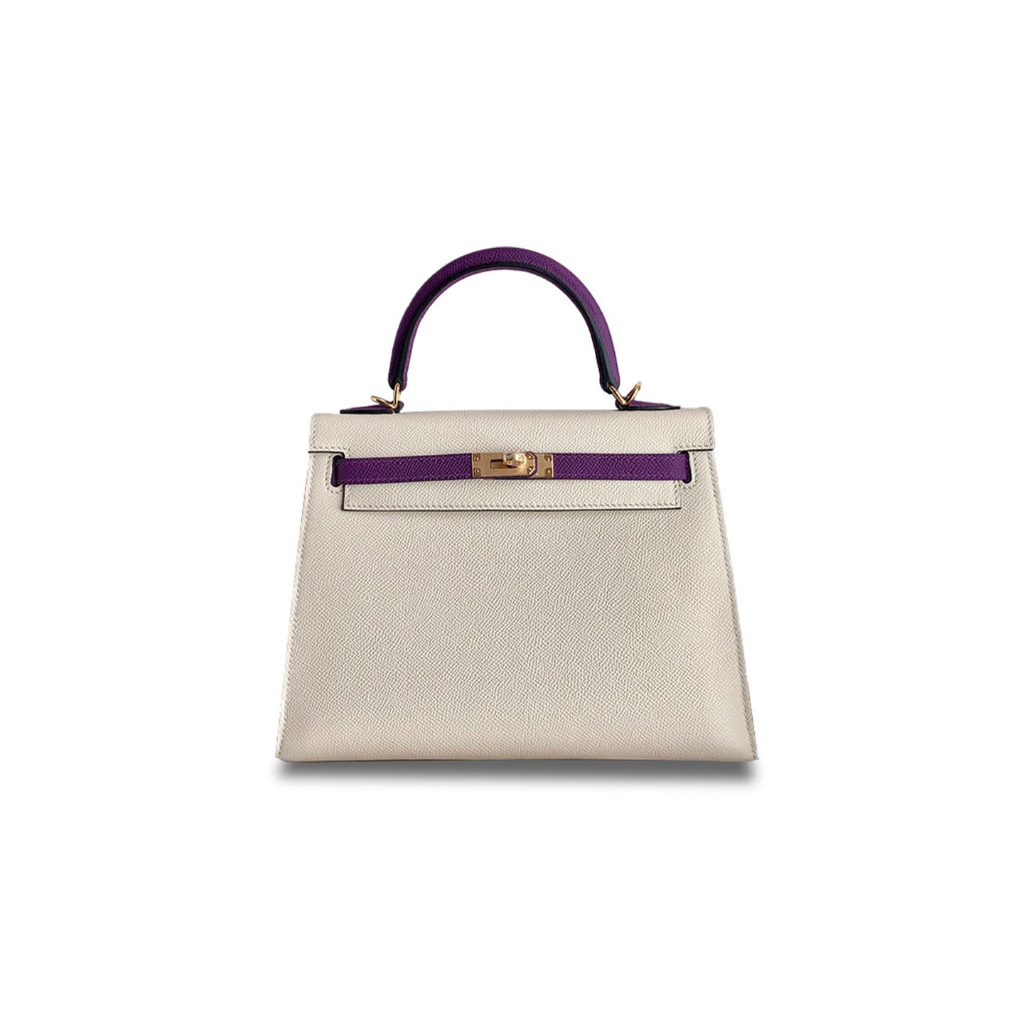 H**mes kelly 25 epsom milkshake white with sea anemone purple gold buckle (25*17*7cm)