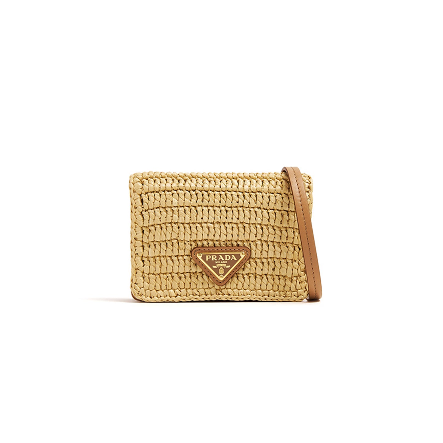Pra*a woven fabric card holder with shoulder strap 1mr024 (11.5*8*2.5cm)