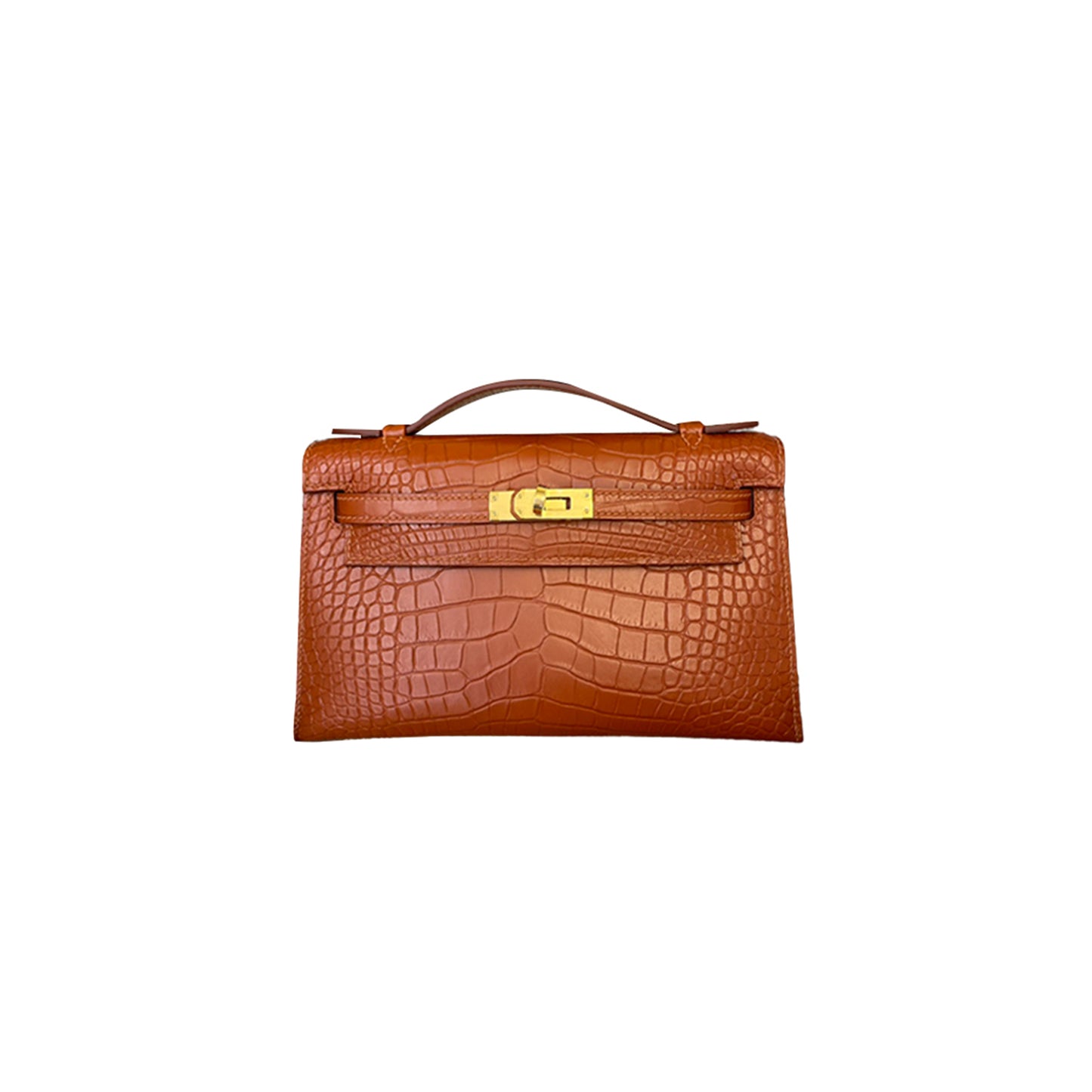 H**mes master kelly bag matte crocodile bronze gold buckle (22*14*7cm)