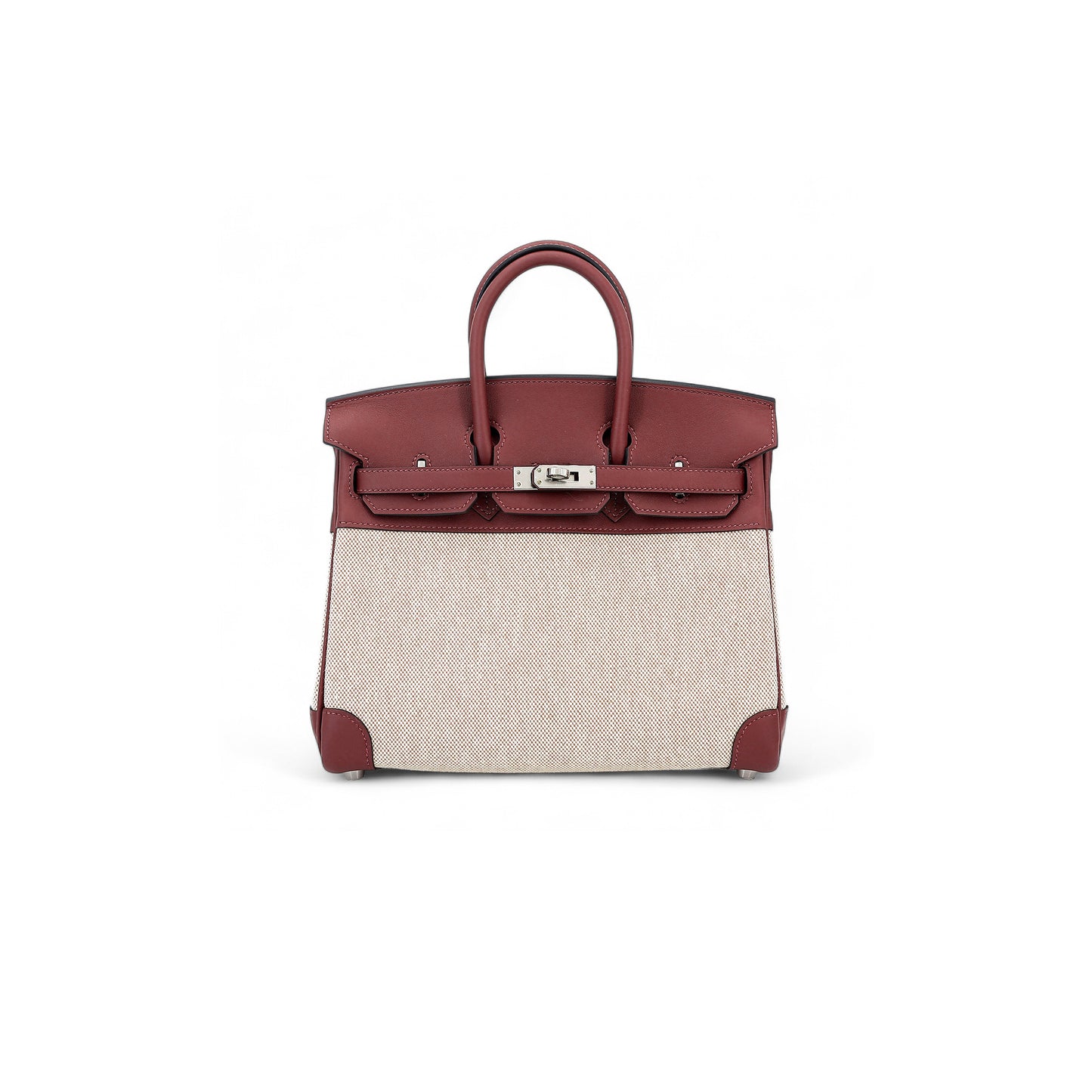 H**mes master birkin 25 leather canvas silver buckle bag 6192171144 (25*20*13cm)