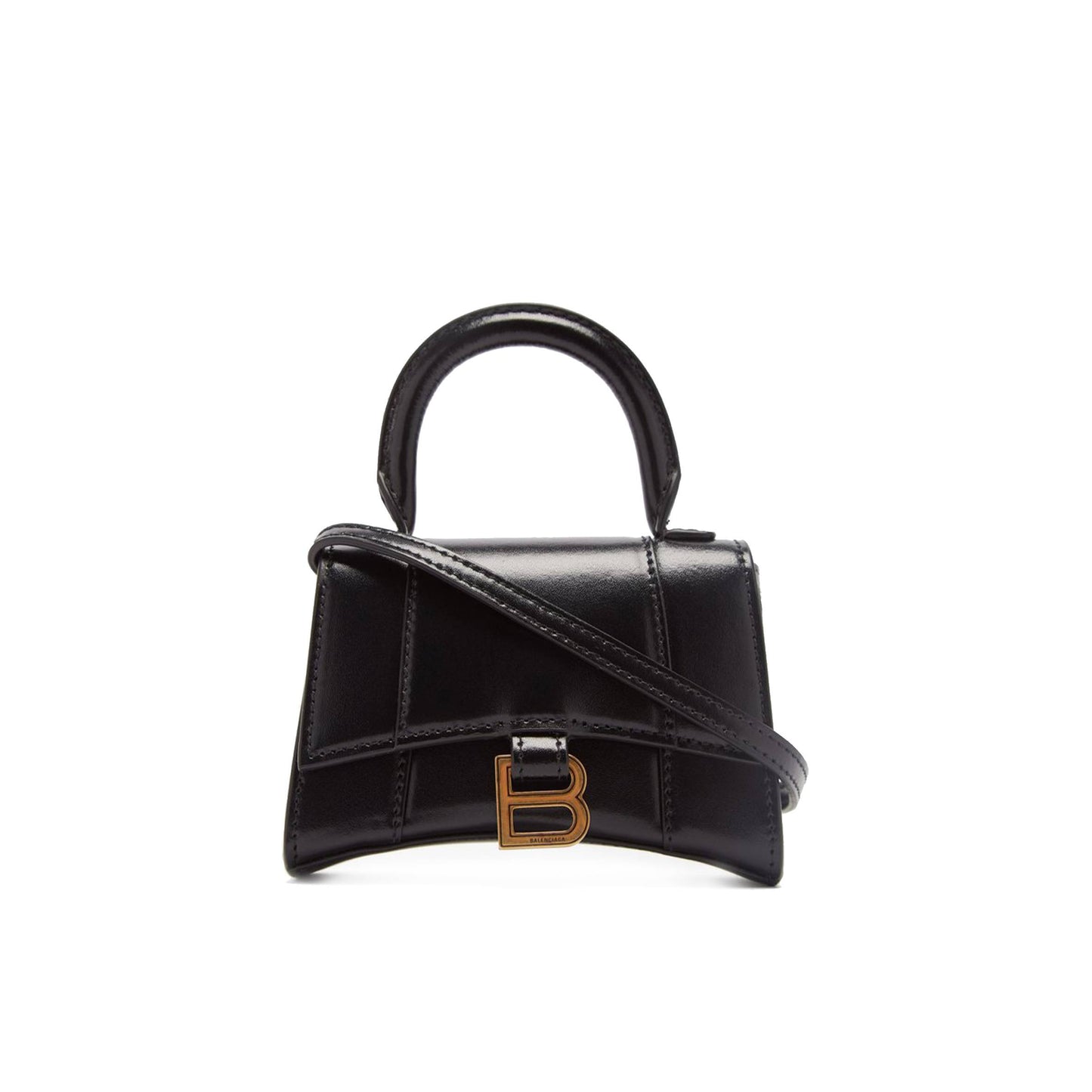 Ba*len*cia*ga black hourglass mini crocodile-effect leather bag matchesfashion us (12*8.5*4.3cm)