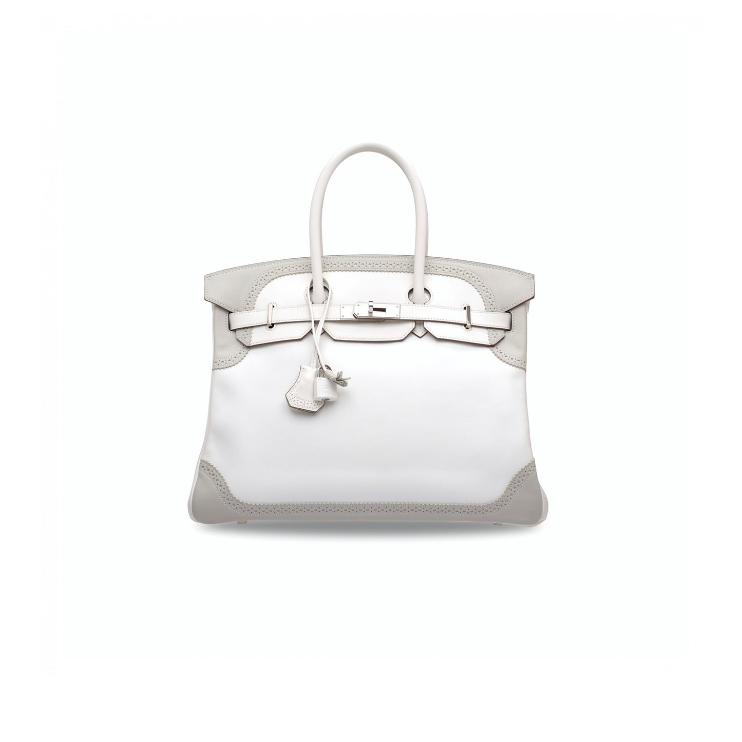 H**mes master birkin 30 swift white and grey with silver buckle 321877 (30*22*15cm)