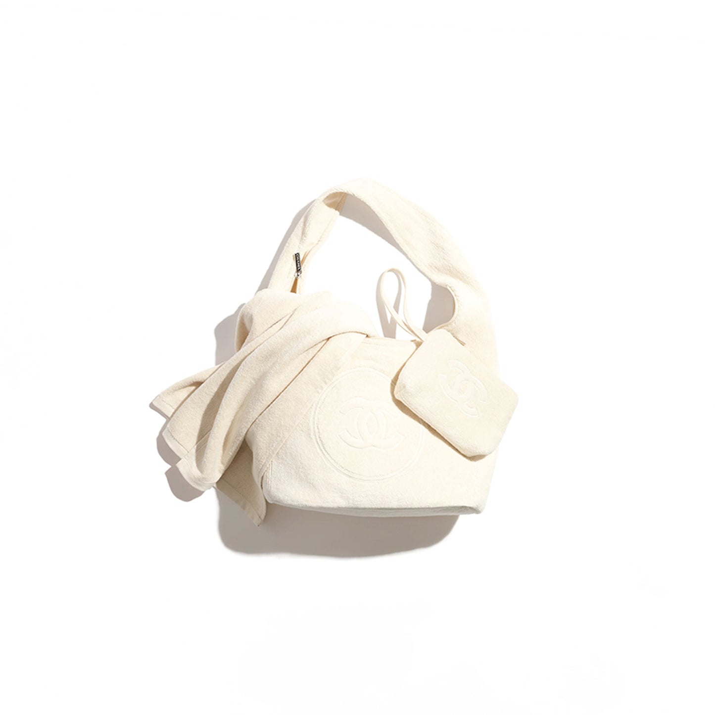 Ch*el coco beach 2025 collection beachwear set cotton ivory aaa938 (58*38*20cm)