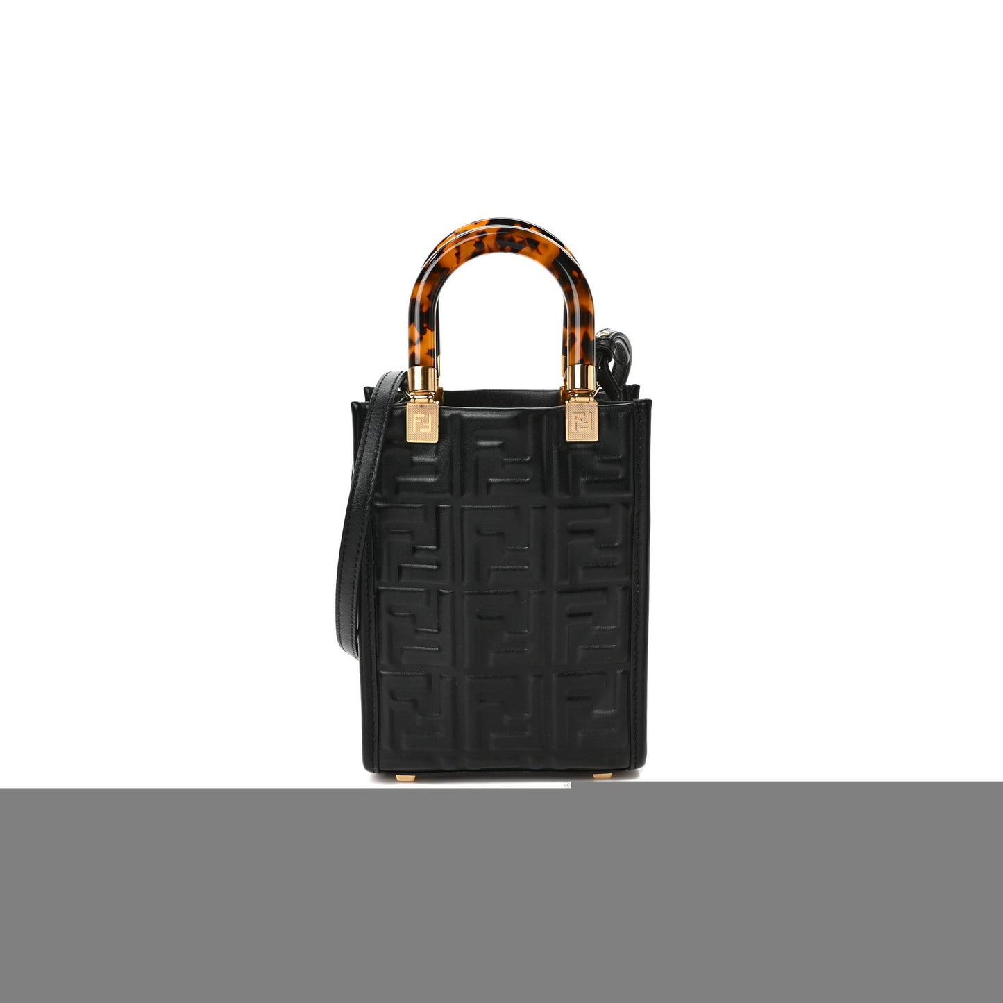 F**di vitello plexiglass ff embossed mini F**di sunshine shopper tote black (18*13*6cm)