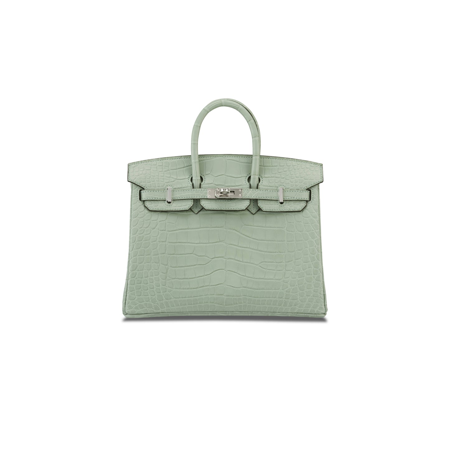 H**mes master birkin 20 crocodile leather mint green silver buckle h041350ck08 (20*15.5*11cm)