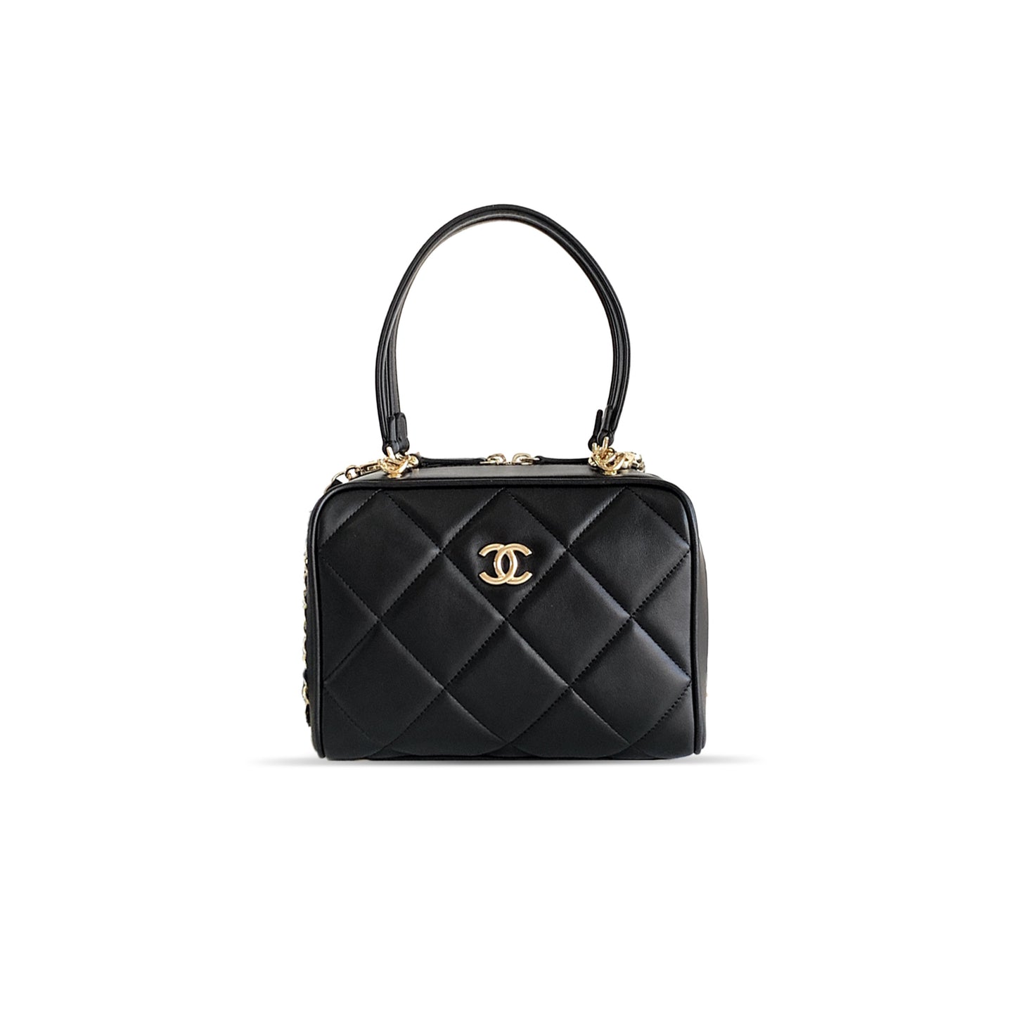 Ch**el leather matelasse bowling bag lambskin (21*15*12cm)
