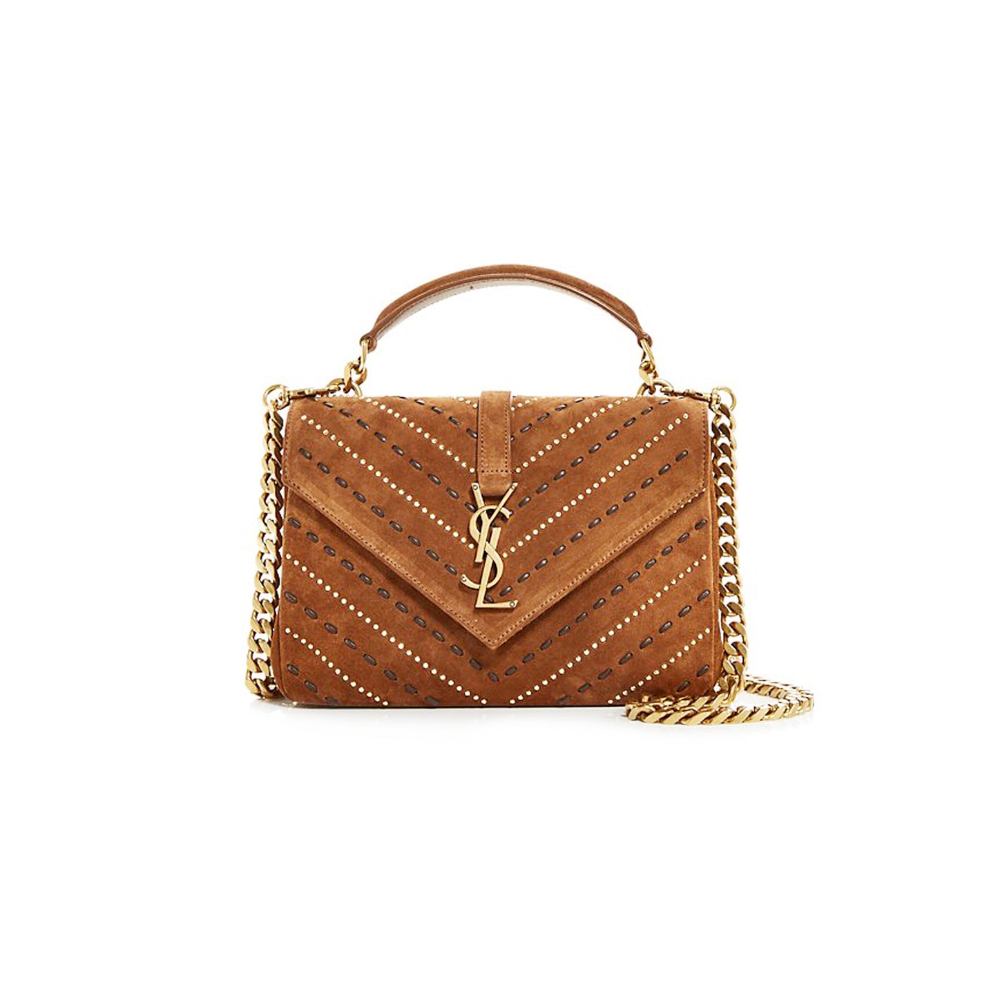 Y*L matelasse chevron studded medium college bag in suede 392737400526 (24*17*6cm)