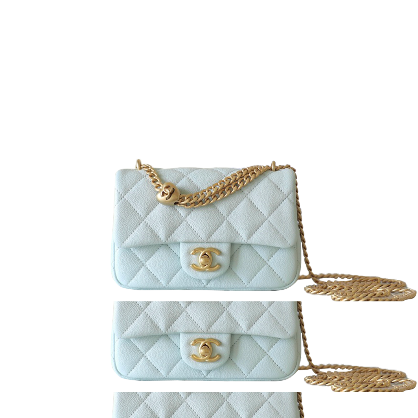 Ch*el master 24p blue quilted caviar mini flap bag as3829 (19*12*8cm)