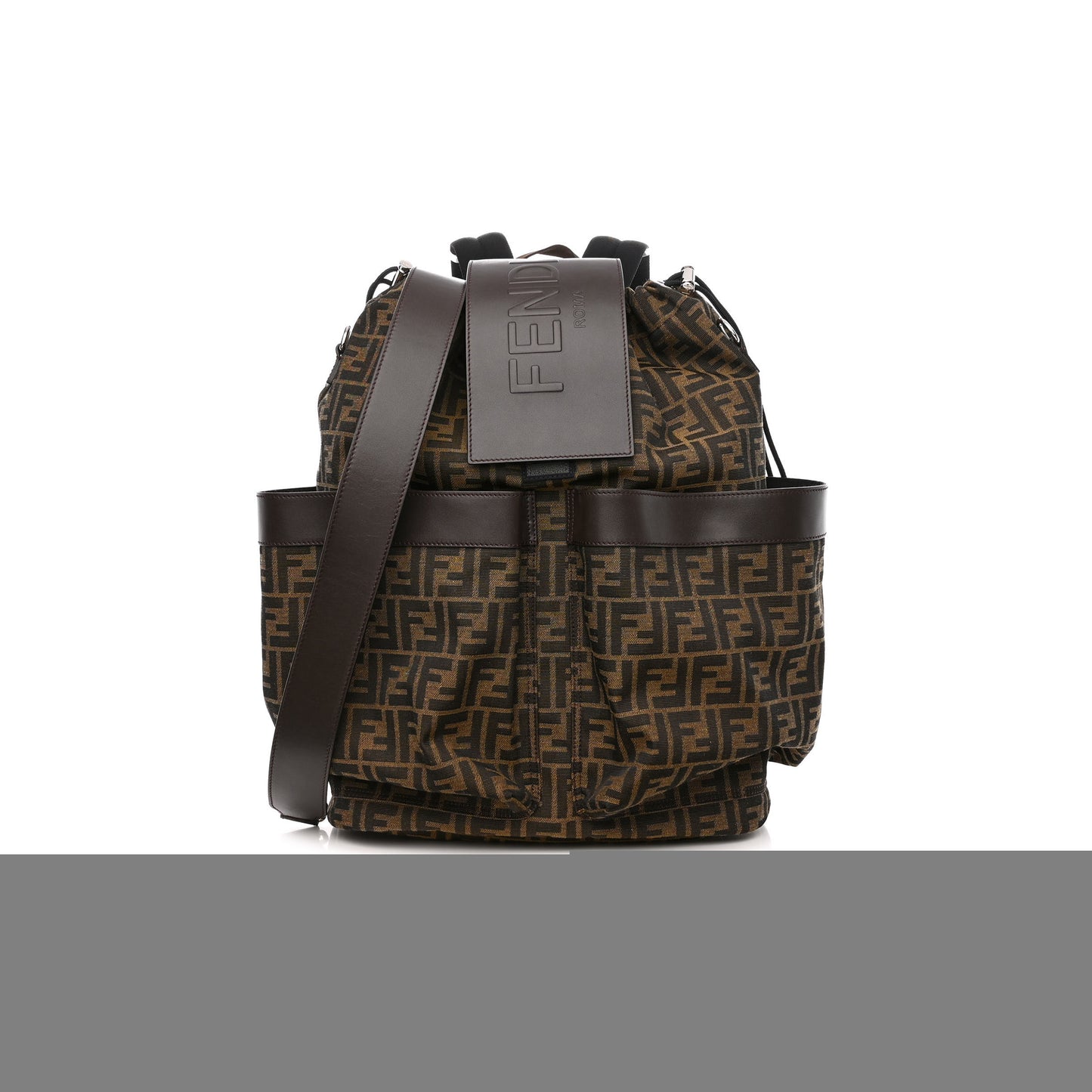 F**di recycled fabric jacquard vitello astro ff 1974 large F**di strike backpack tobacco moro ebano (46*34*15cm)