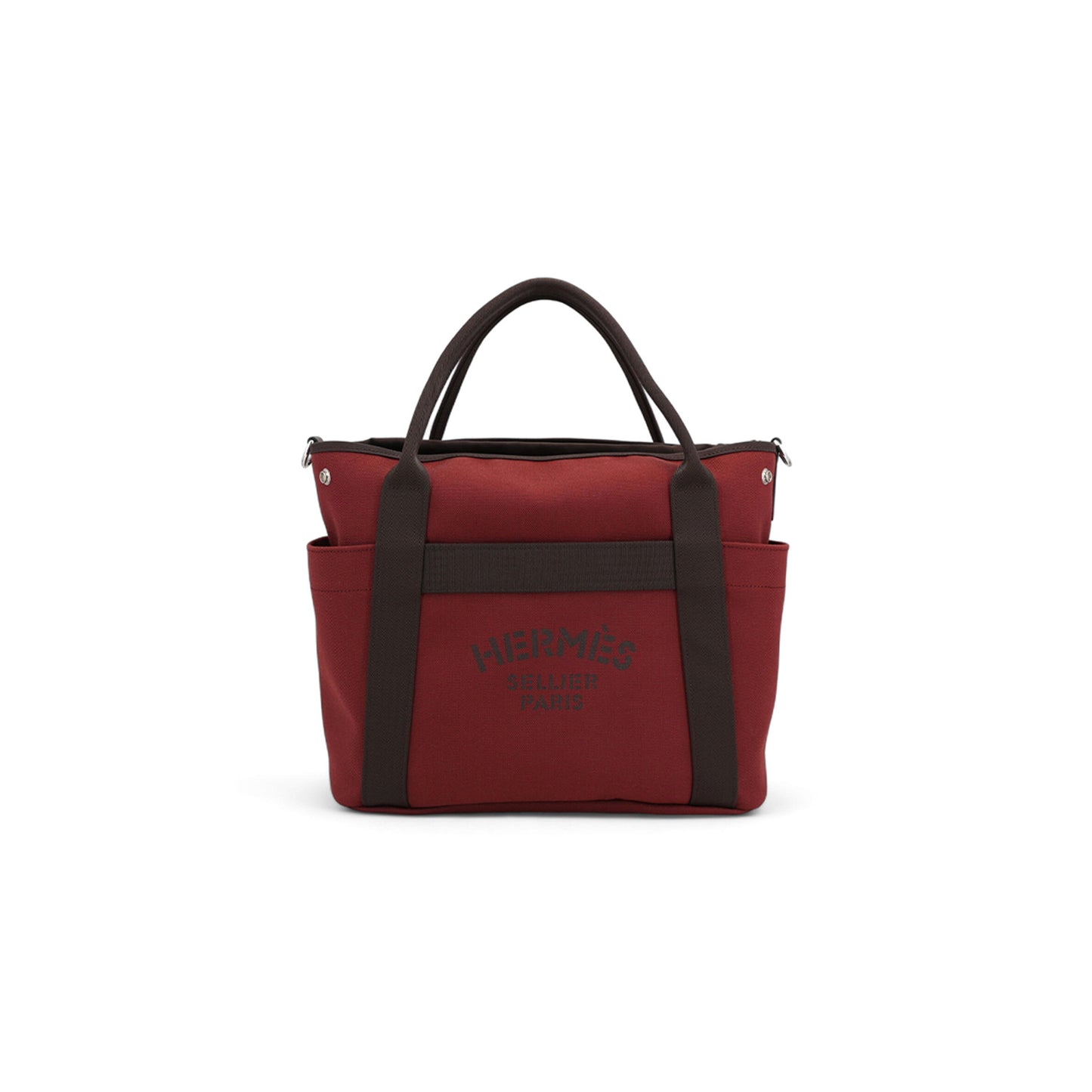 H**mes MASTER SAC DE PANSAGE TOTE BAG 55 IN ROUGE H CANVAS WITH SILVER BUCKLE (48*35*27cm)