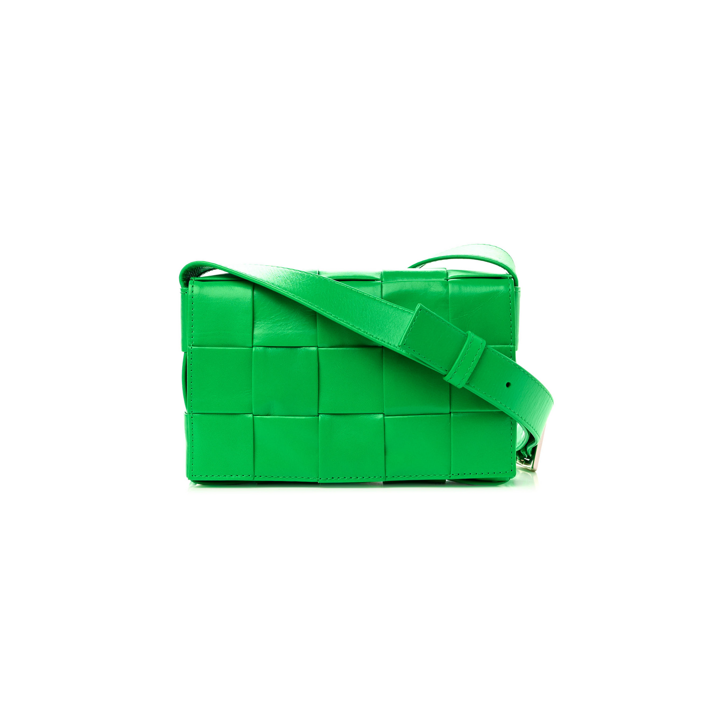 bo*te*ga Ve*ne*ta paper calfskin maxi intrecciato small cassette crossbody bag grass Β (23*15*5.5cm)