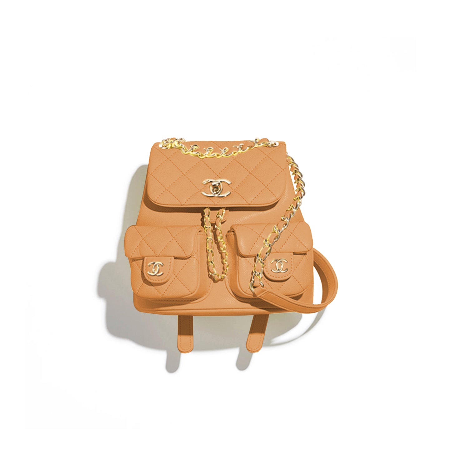 Ch*el small backpack grained calfskin & gold-tone metal dark beige as3787 b16983 (17.5*16.5*10cm)
