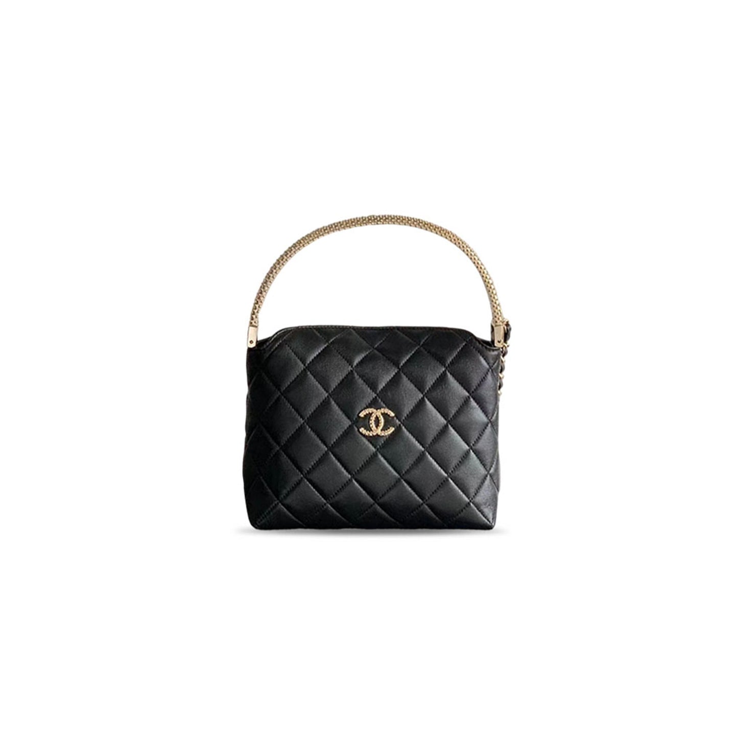 Ch**el 25b black gold rhinestone handle lunch box bag (20*14.5*9cm)