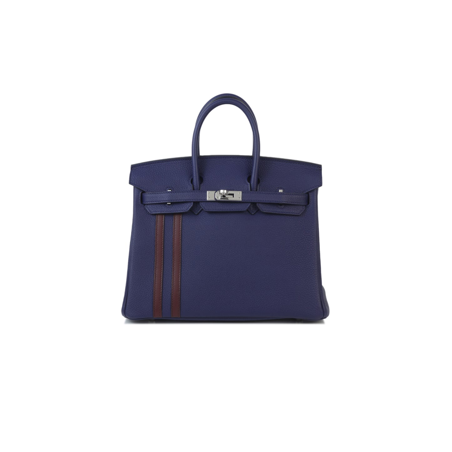 H**mes master birkin 25 officier 73 sapphire blue silver buckle 3038857128 (25*20*13cm)