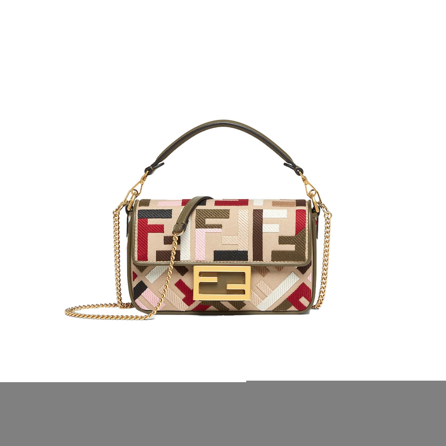F**di baguette mini canvas bag with multicolor ff embroidery 8bs017anh4f1q6o (20*13*5cm)