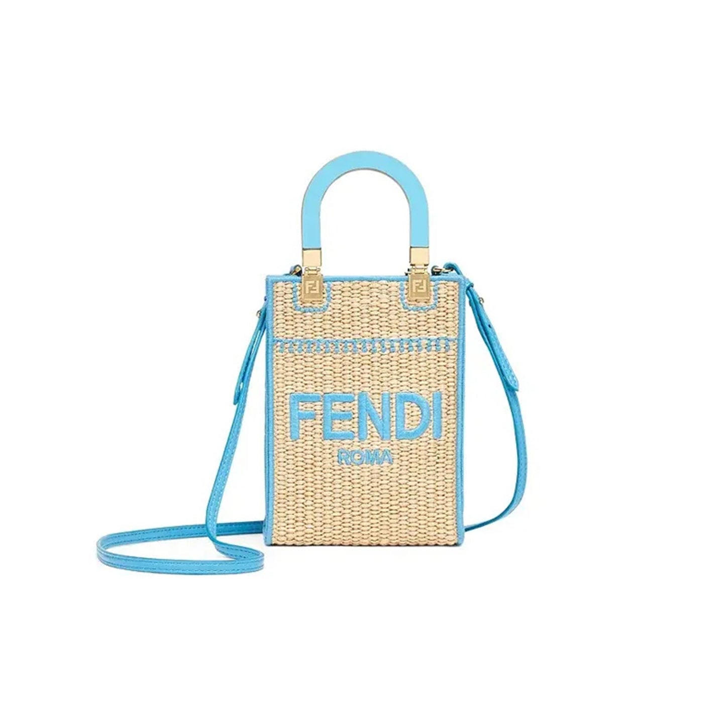 F**di sunshine mini straw & leather tote 8bs051afqpf1elx (18*13*6cm)