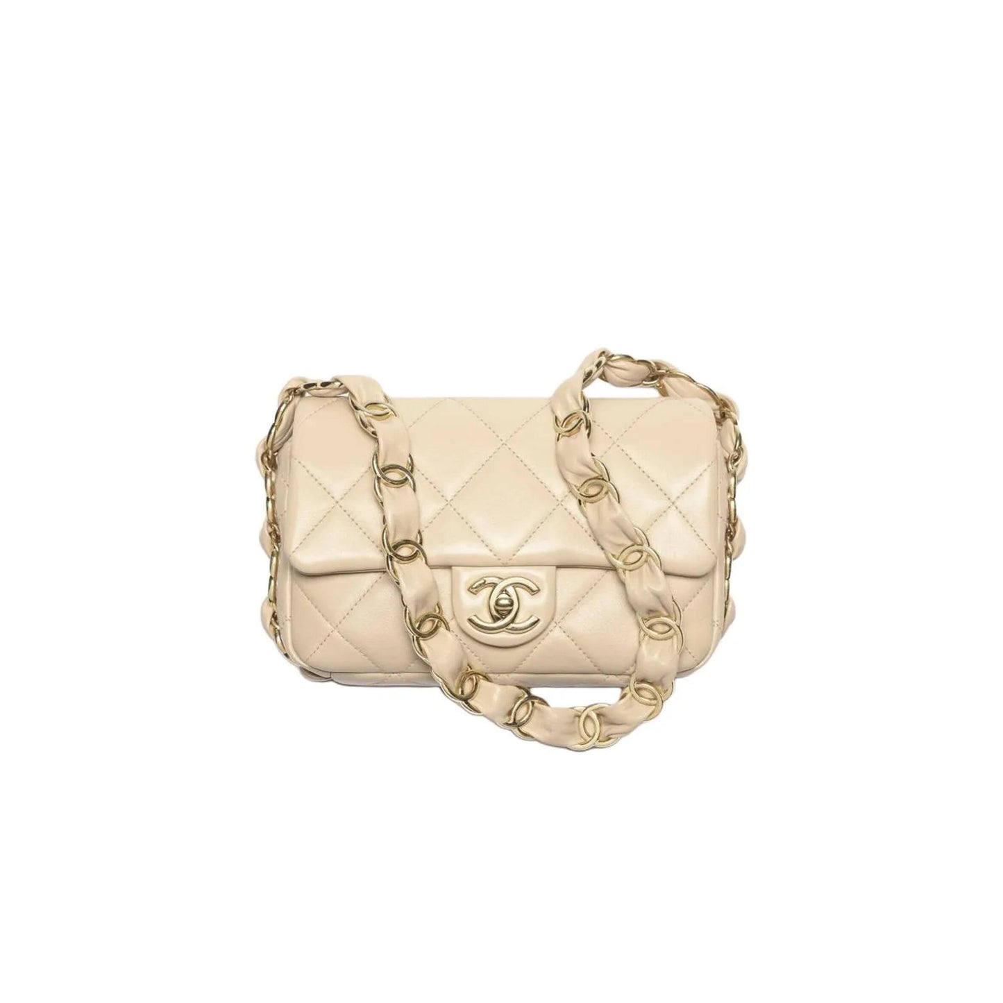 Ch*el double c thick chain flap underarm bag as5174 (21*13*7cm)