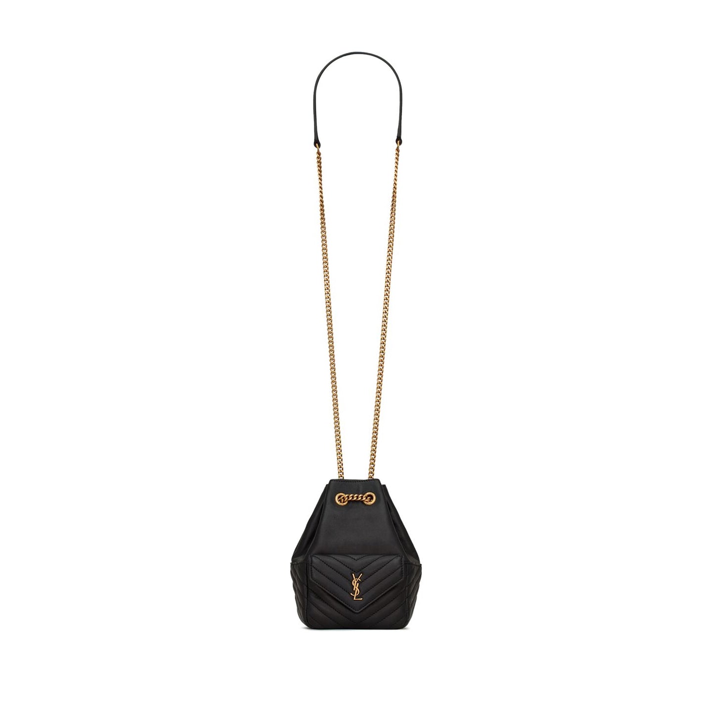 Y*L joe mini black quilted monogram bucket bag 7607451el071000 (19*13*13cm)