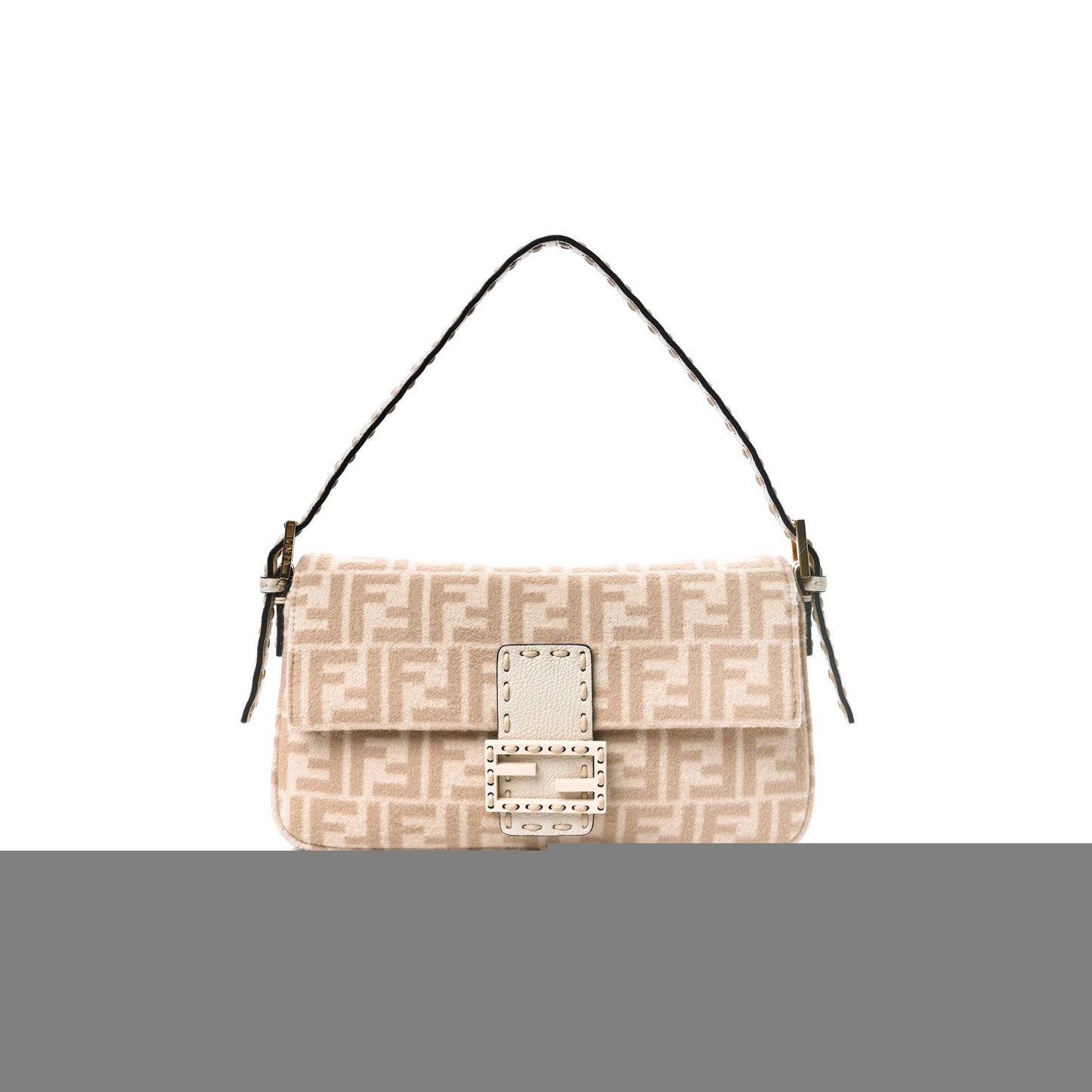 F**di wool cuoio romano selleria ff 1974 baguette 1997 beige cammello camelia (27*15*4cm)